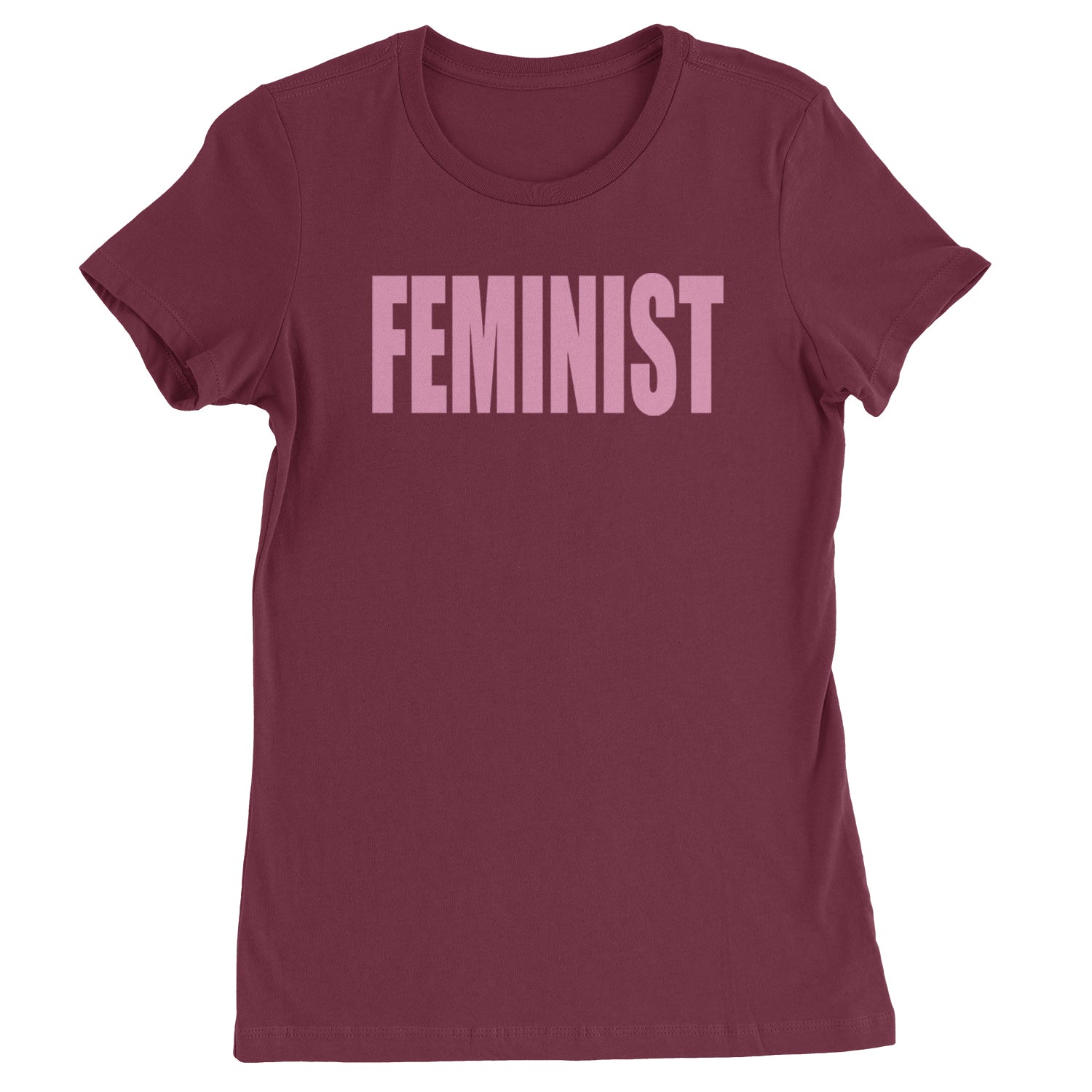 Feminist (Pink Print) Womens T-shirt Maroon