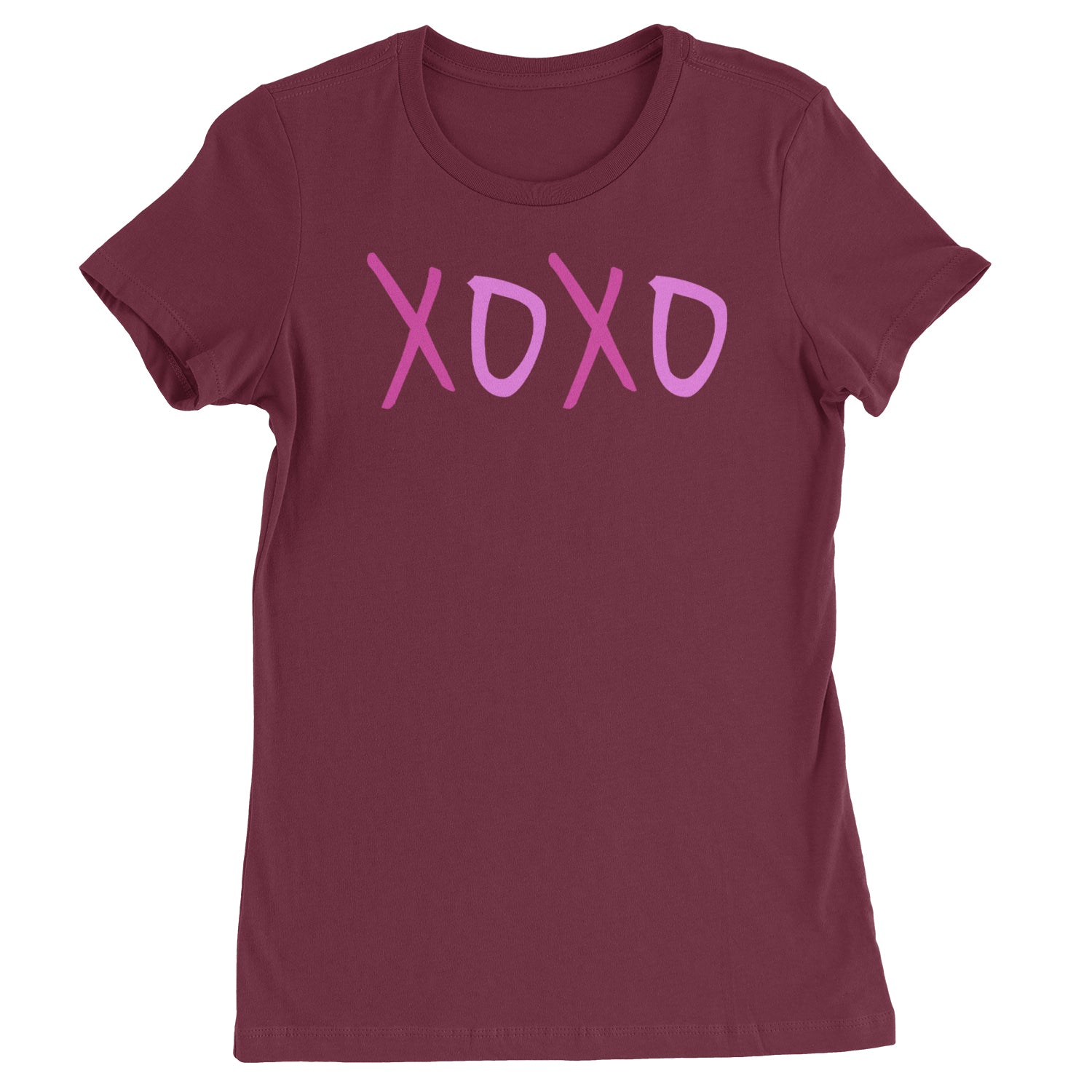 XOXO Pink Print  Womens T-shirt Maroon