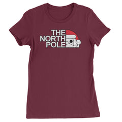 The North Pole Santa Face  Womens T-shirt Maroon