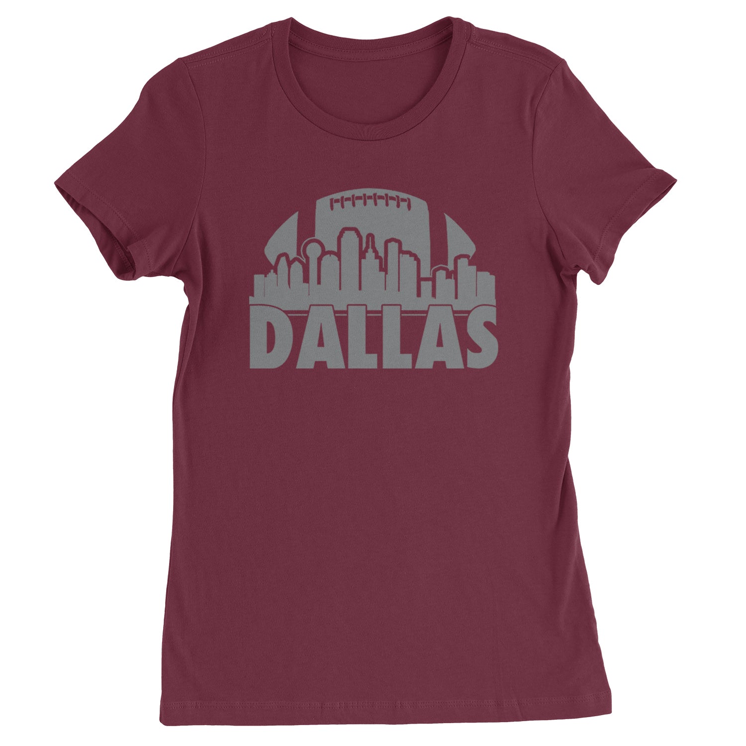 Dallas Texas Skyline Womens T-shirt Maroon