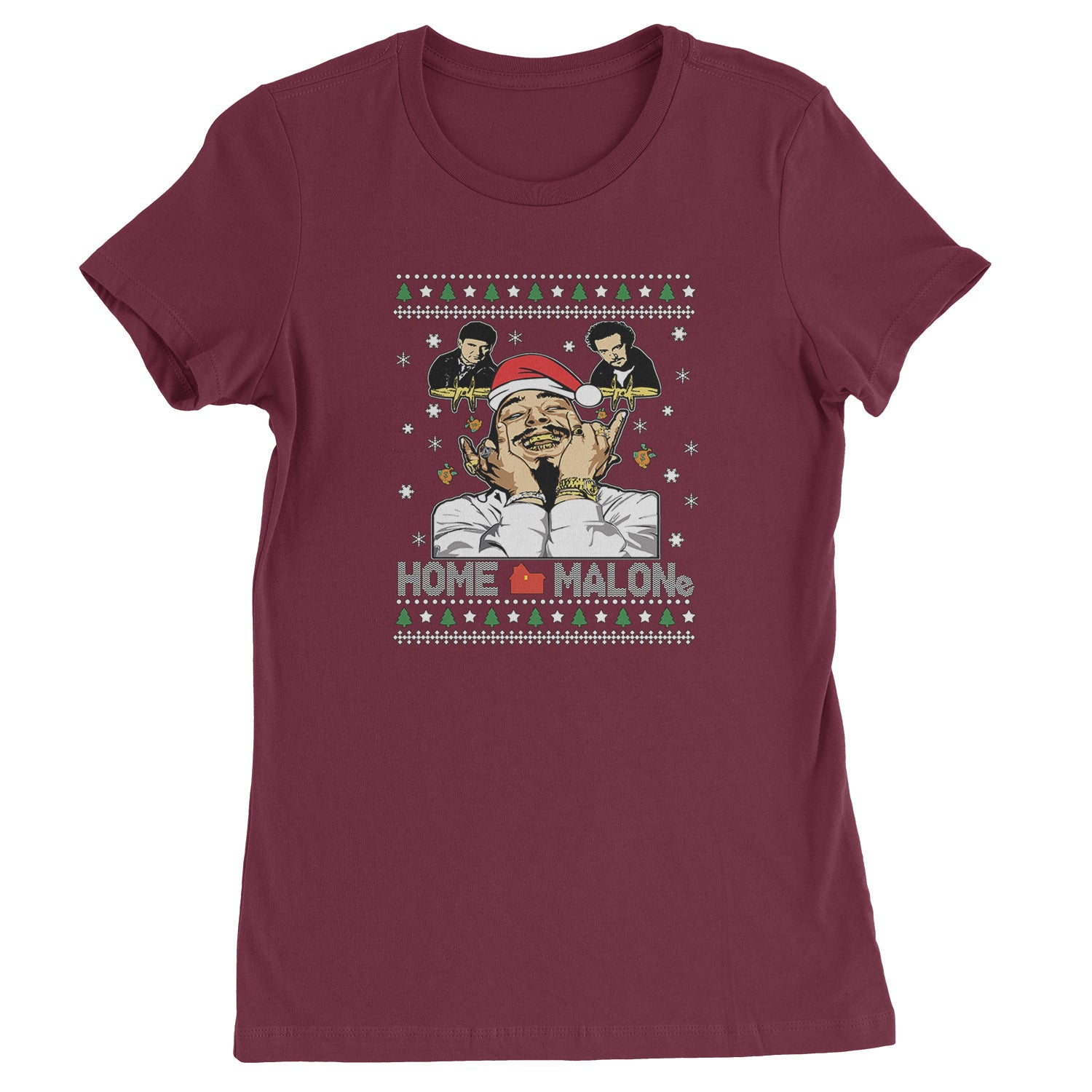 Home Malone Ugly Christmas  Womens T-shirt Maroon