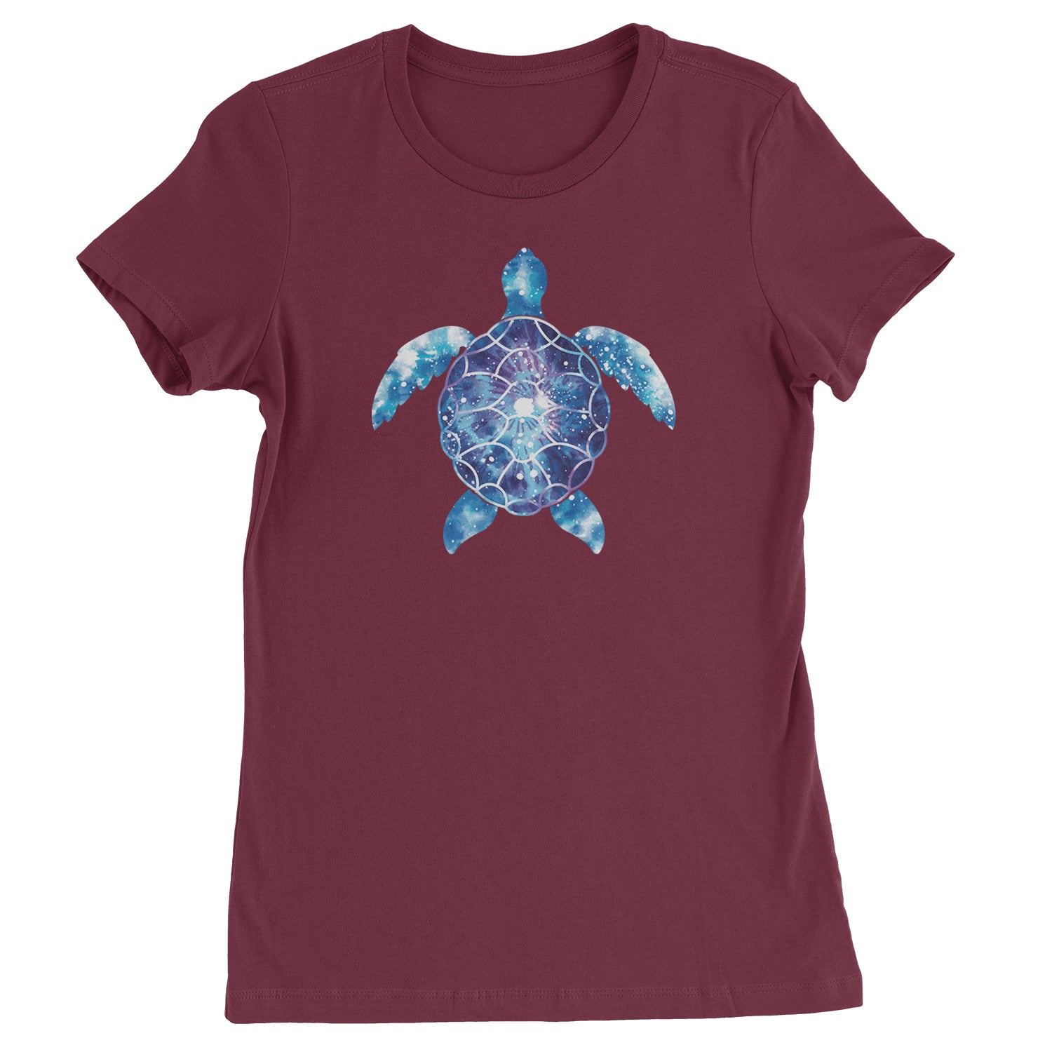 Ocean Aura Tie-Dye Sea Turtle Womens T-shirt Maroon