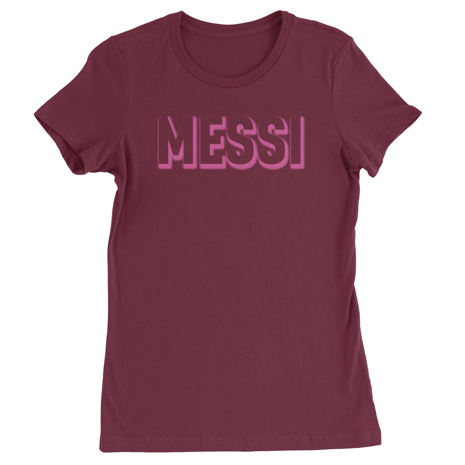 Messi OUTLINE Miami Futbol Womens T-shirt Maroon