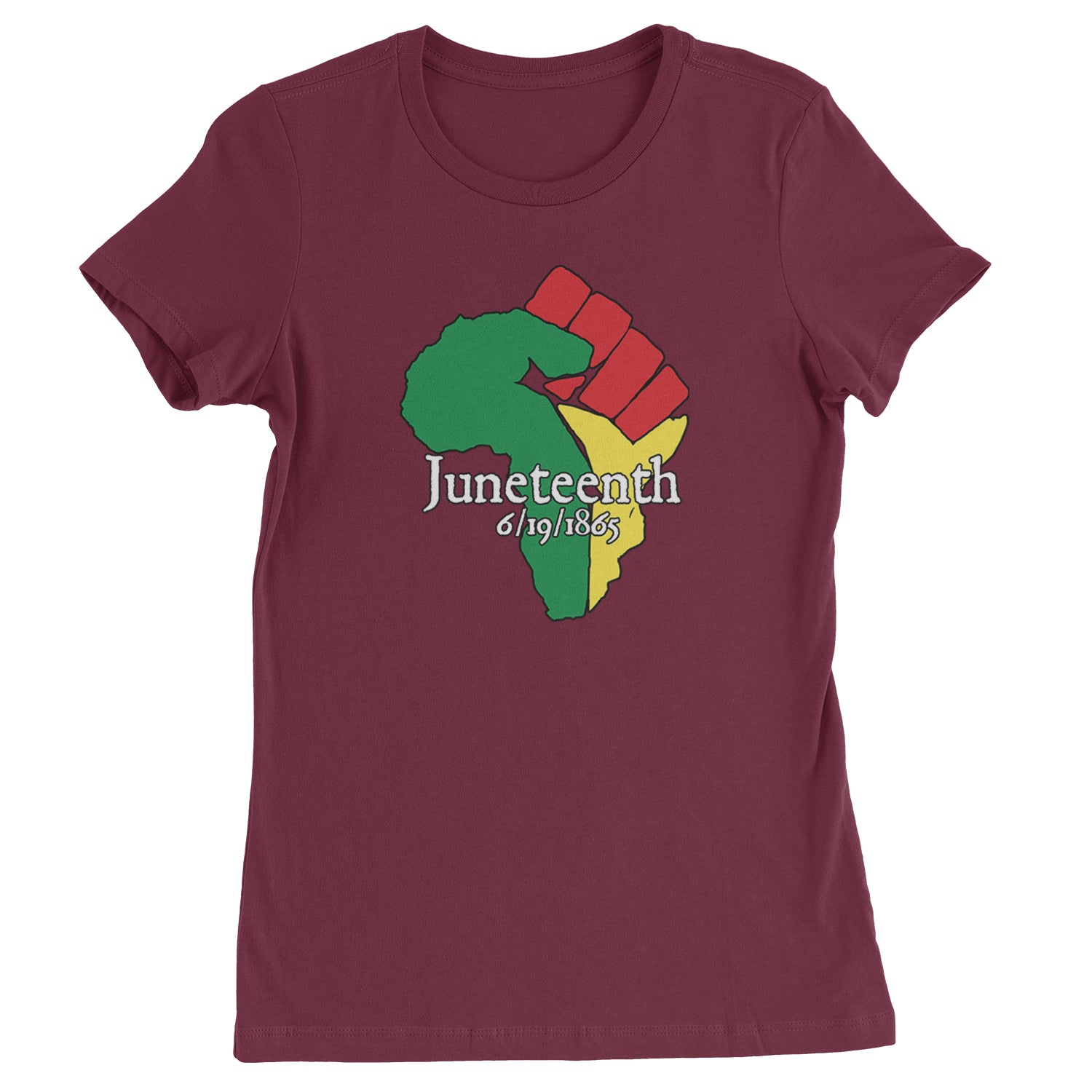 Juneteenth Raised Fist Africa Celebrate Emancipation Day  Womens T-shirt Maroon