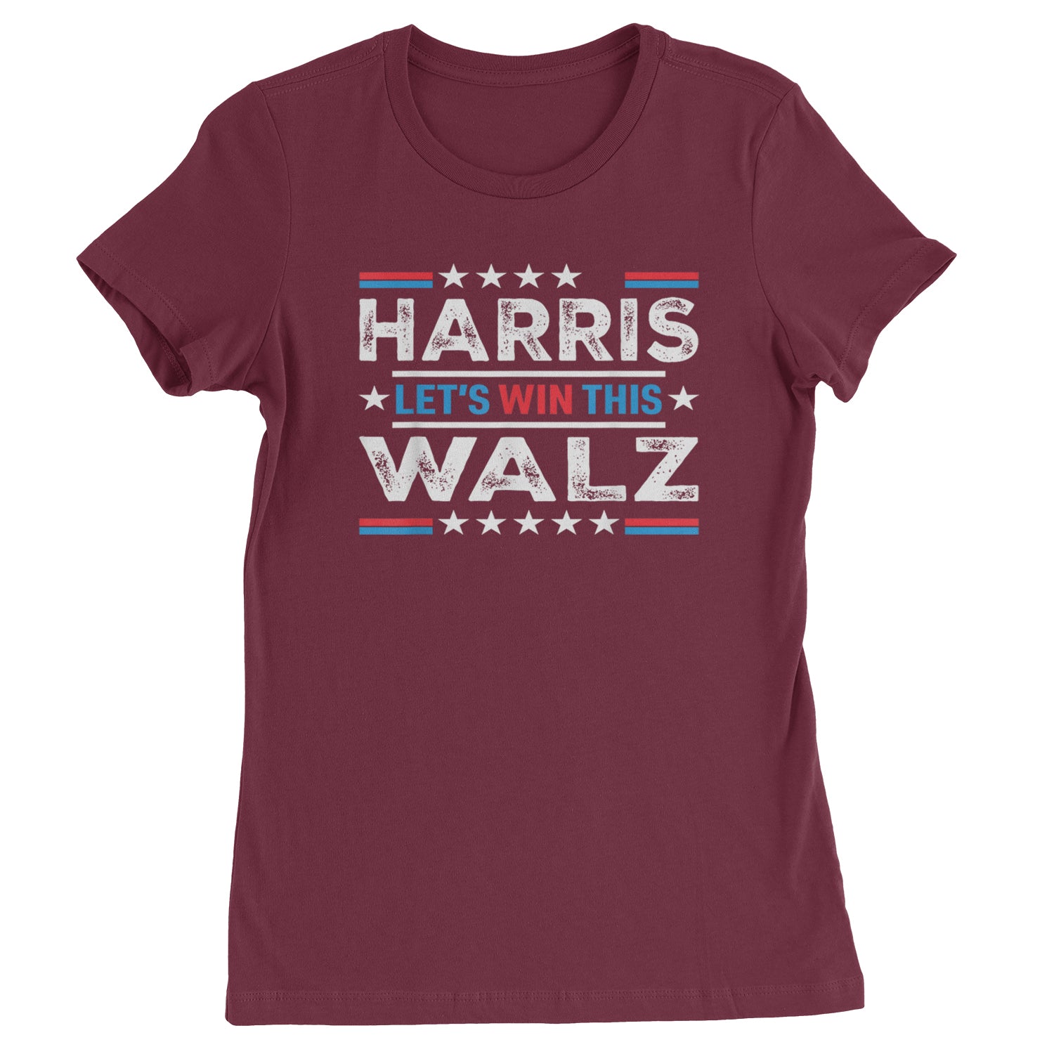 Kamala Harris and Tim Walz For President Womens T-shirt Maroon