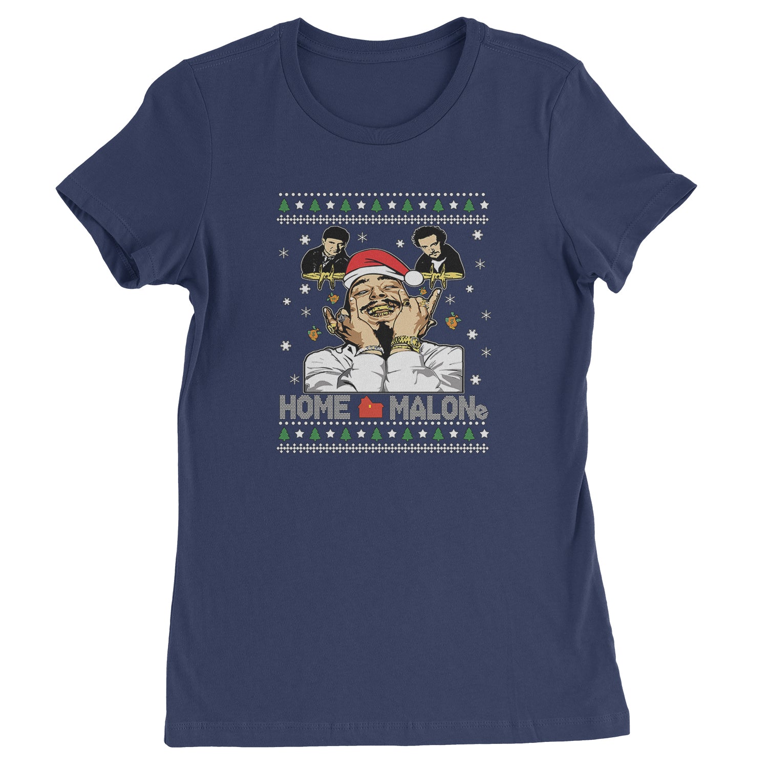 Home Malone Ugly Christmas  Womens T-shirt Navy Blue