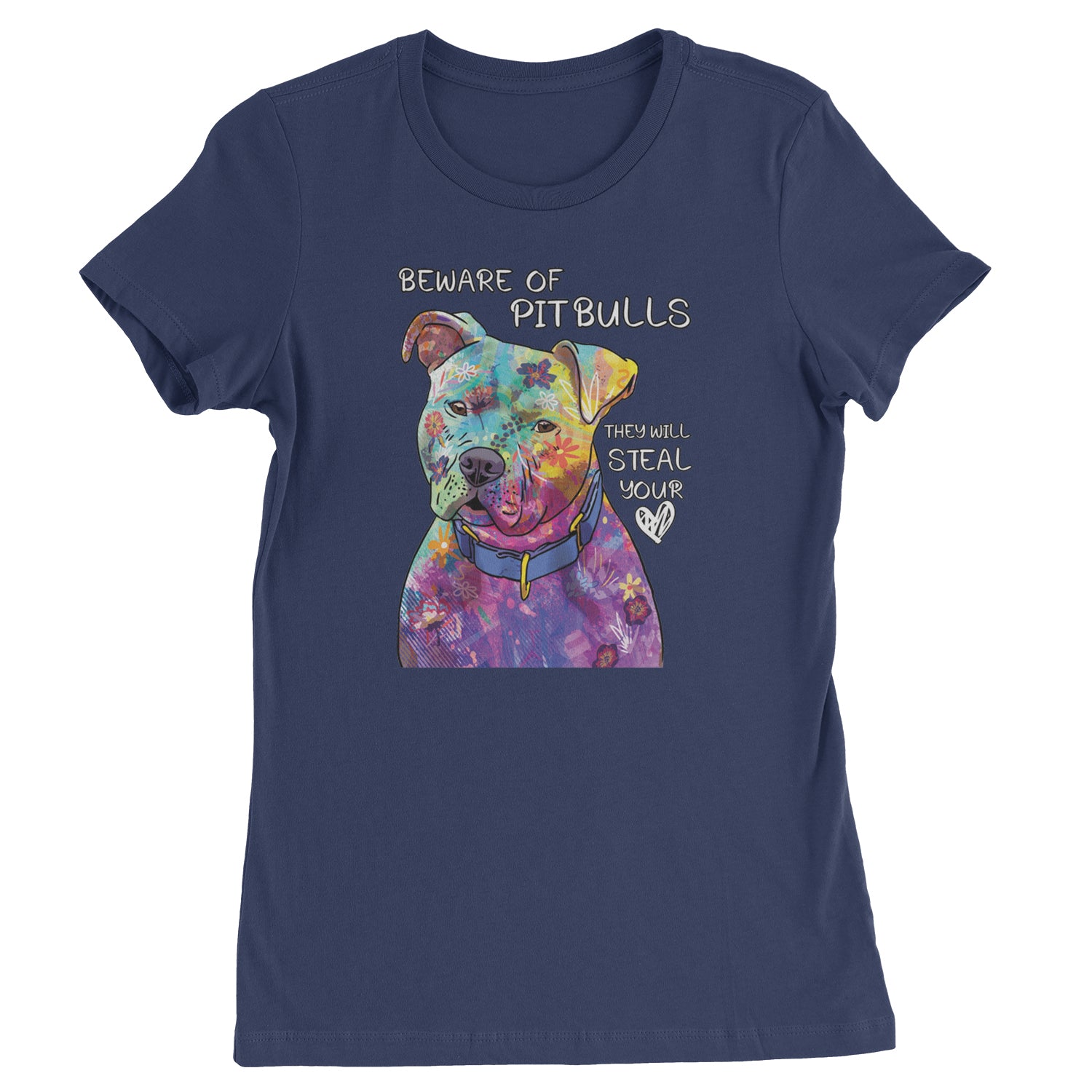 Beware Of Pit Bulls, They Will Steal Your Heart  Womens T-shirt Navy Blue