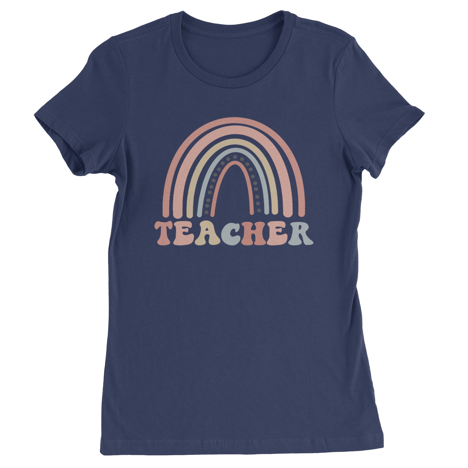 Teacher Pastel Rainbow  Womens T-shirt Navy Blue