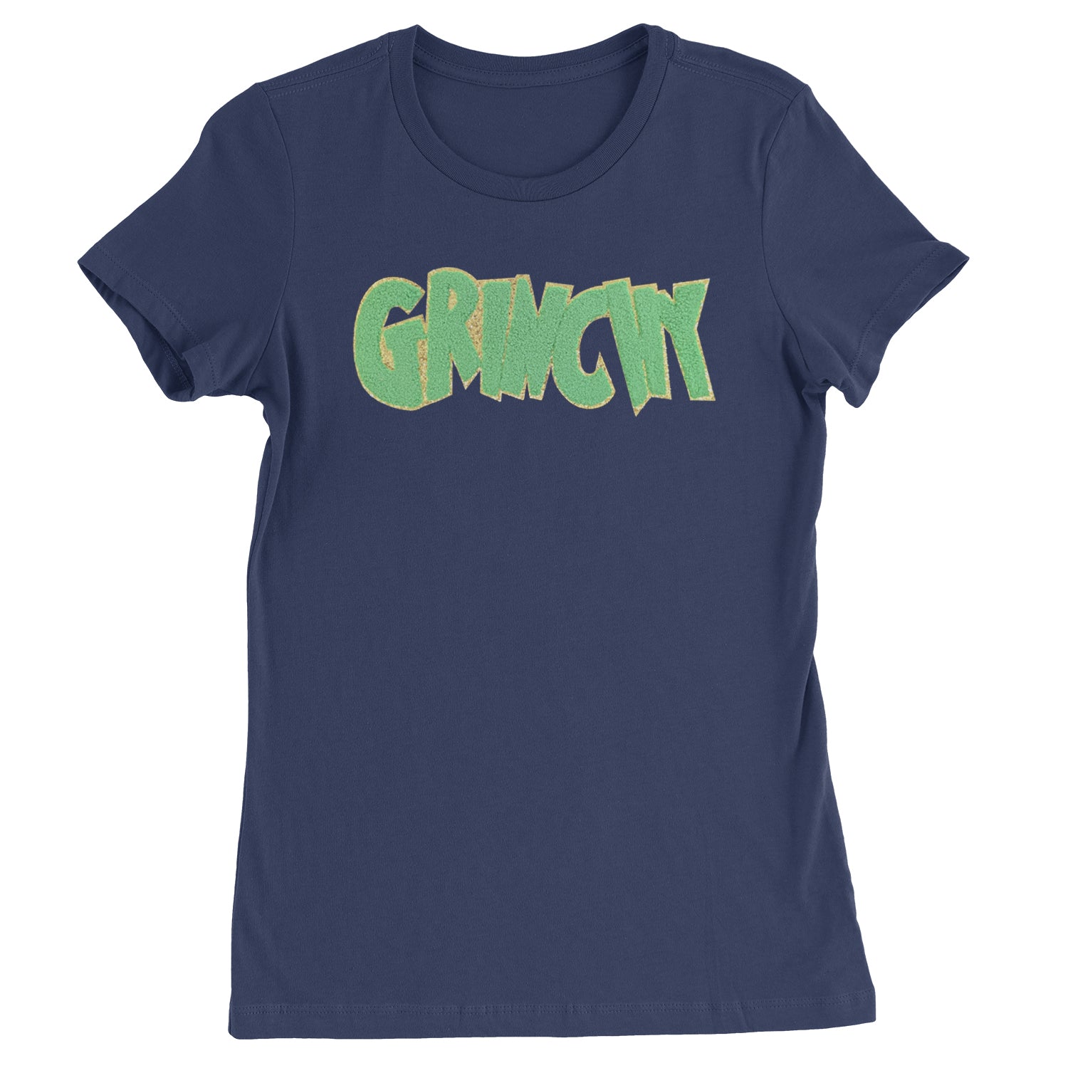 Green Gr-nchy Chenille Patch  Womens T-shirt Navy Blue