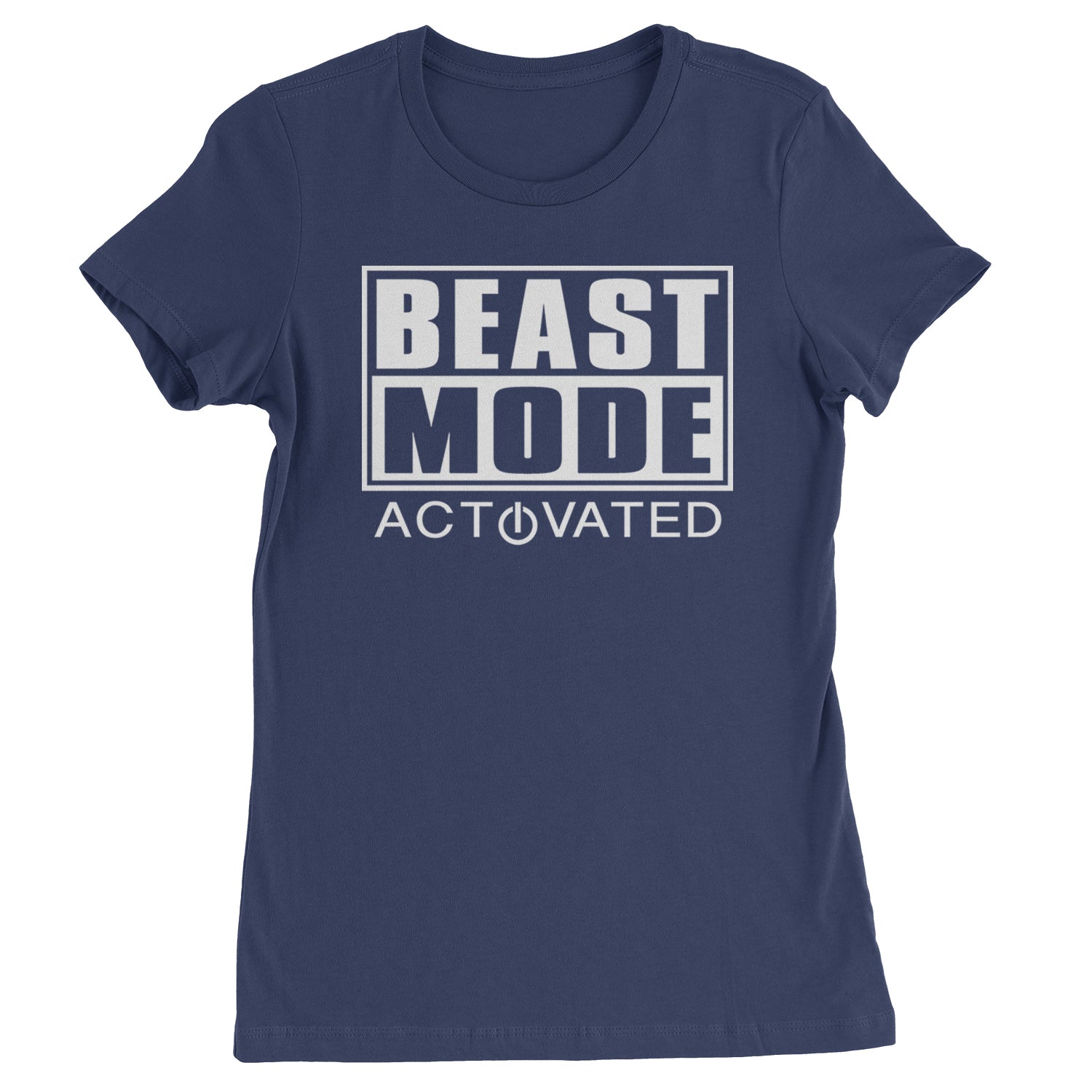 Activated Beast Mode Workout Gym Clothing Womens T-shirt Navy Blue