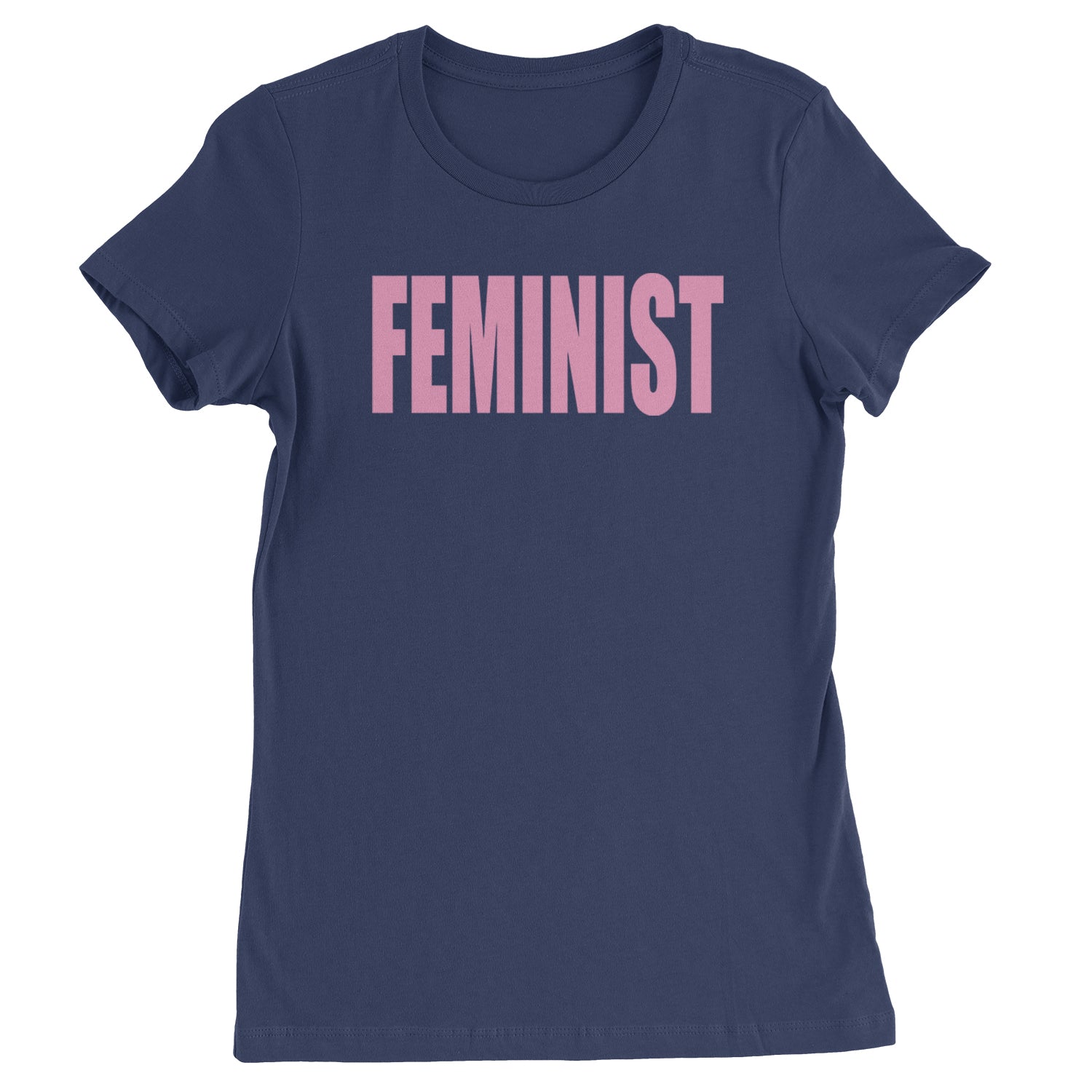 Feminist (Pink Print) Womens T-shirt Navy Blue