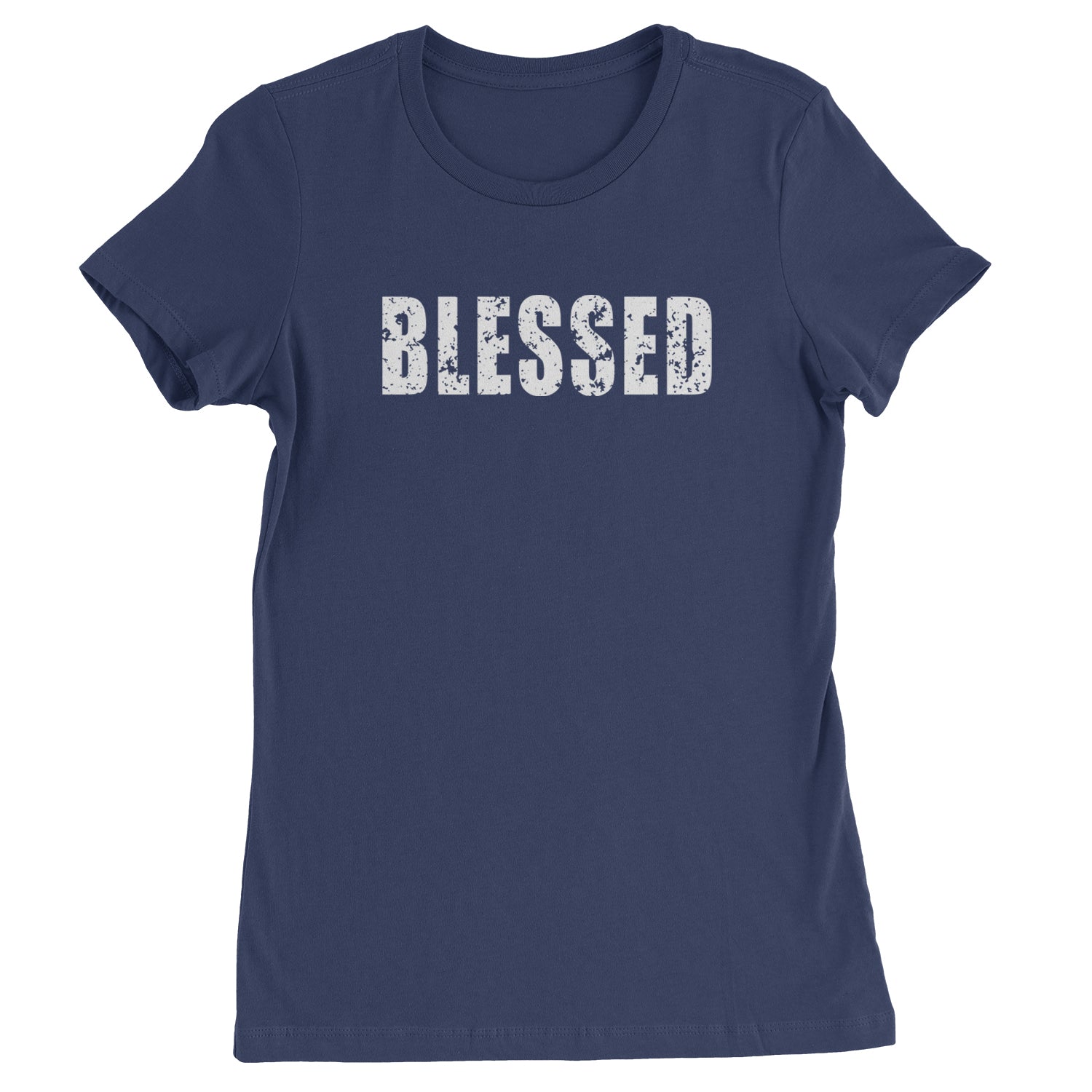 Blessed Religious Grateful Thankful Womens T-shirt Navy Blue