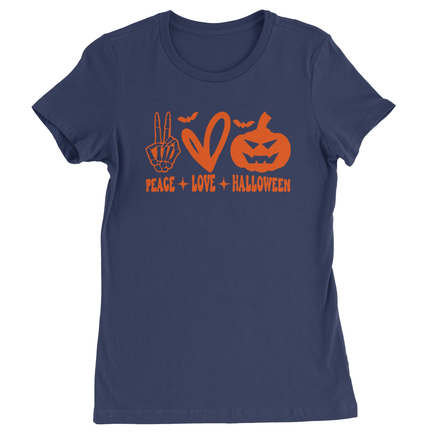 Peace, Love and Halloween Womens T-shirt Navy Blue