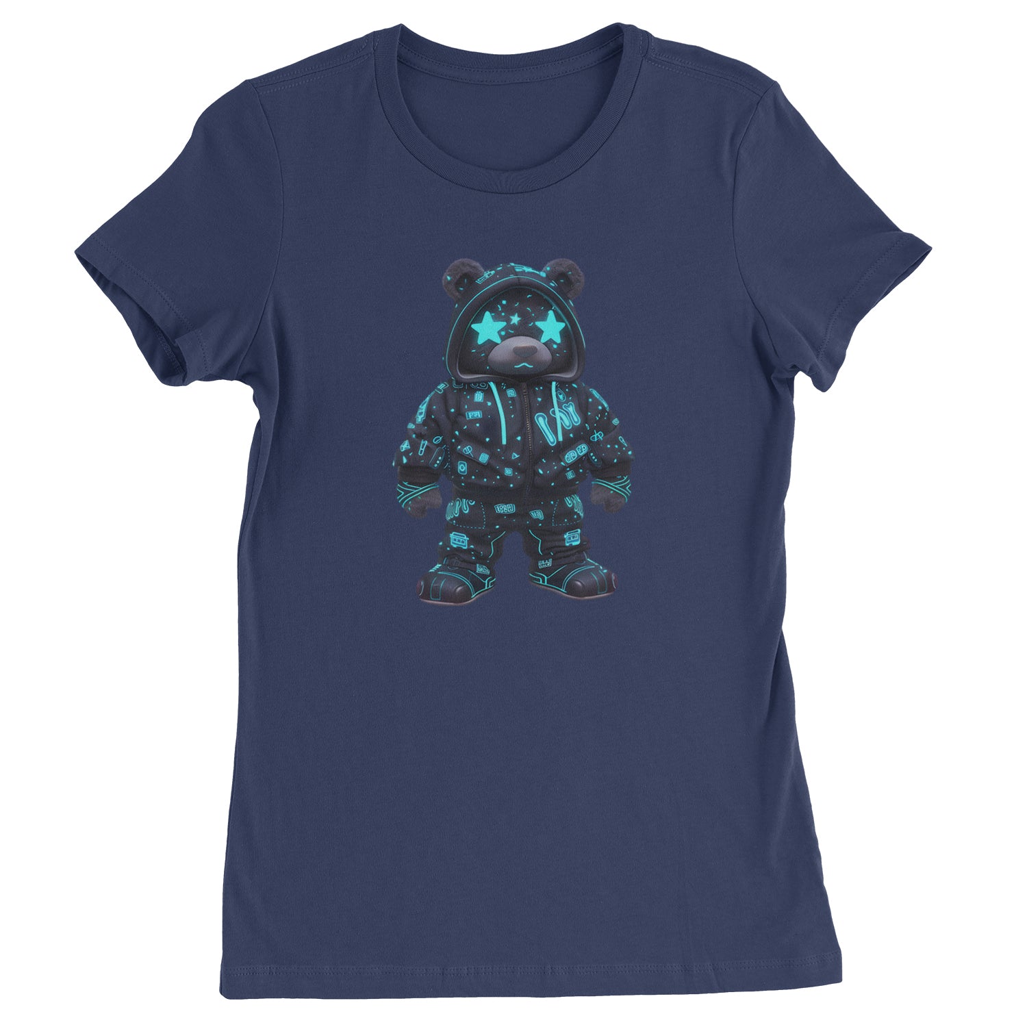 Starry Eyed Vaporwave Urban Graffiti Bear  Womens T-shirt Navy Blue