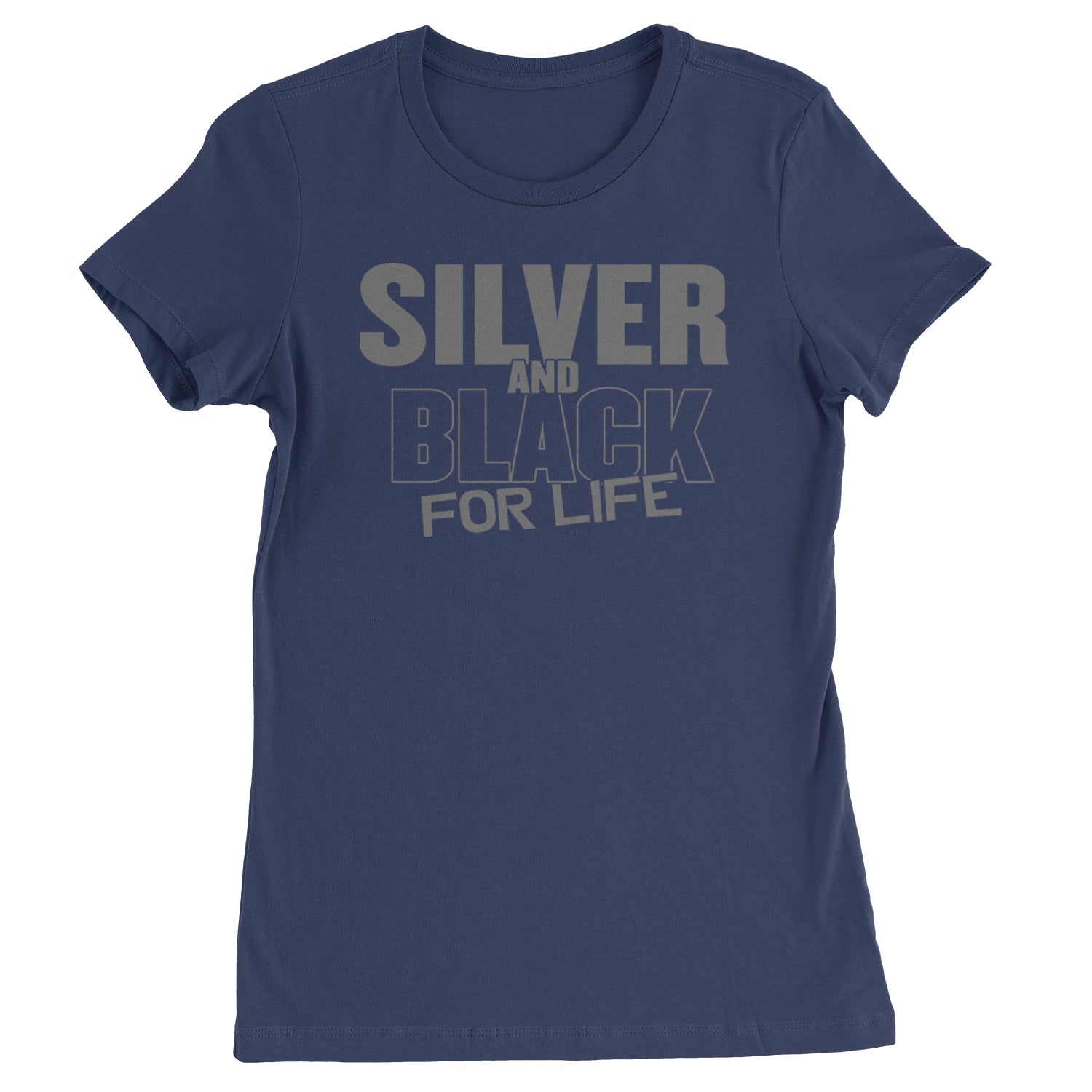 Silver And Black For Life Football Fan Womens T-shirt Navy Blue