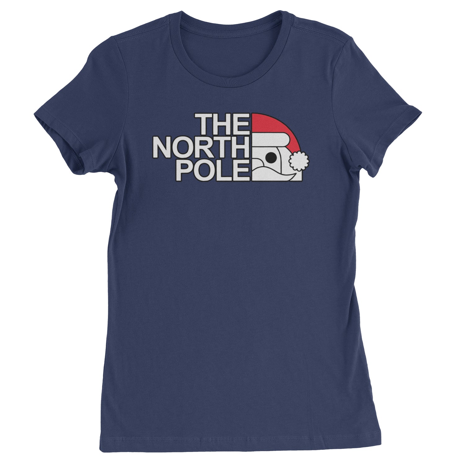 The North Pole Santa Face  Womens T-shirt Navy Blue