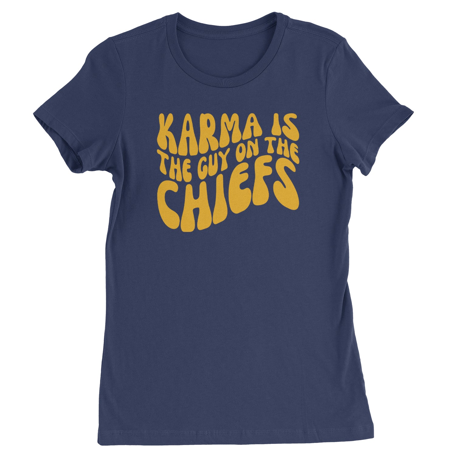 Karma Is The Guy On The Chiefs Boyfriend Womens T-shirt Navy Blue