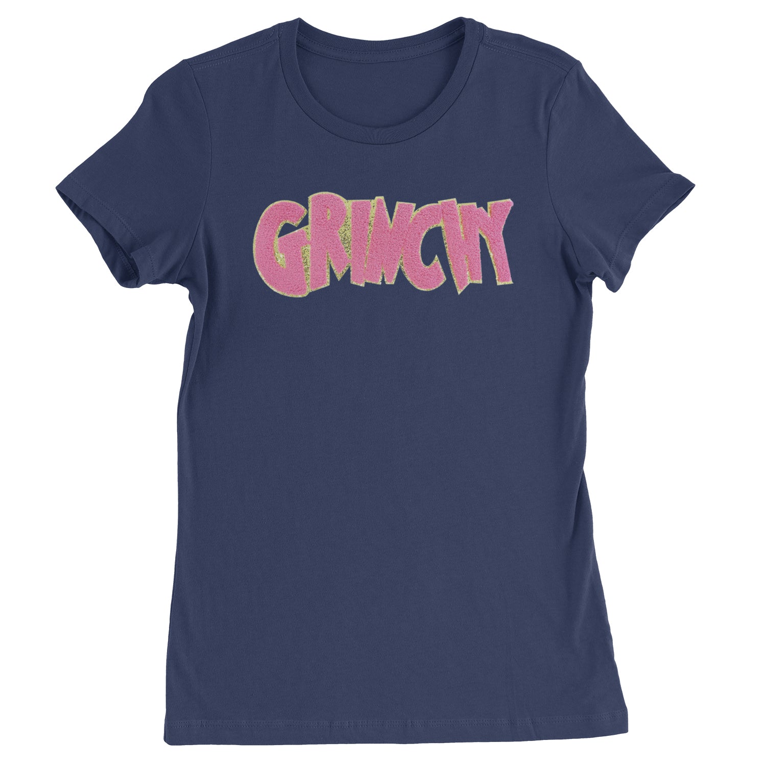 Pink Gr-nchy Chenille Patch  Womens T-shirt Navy Blue