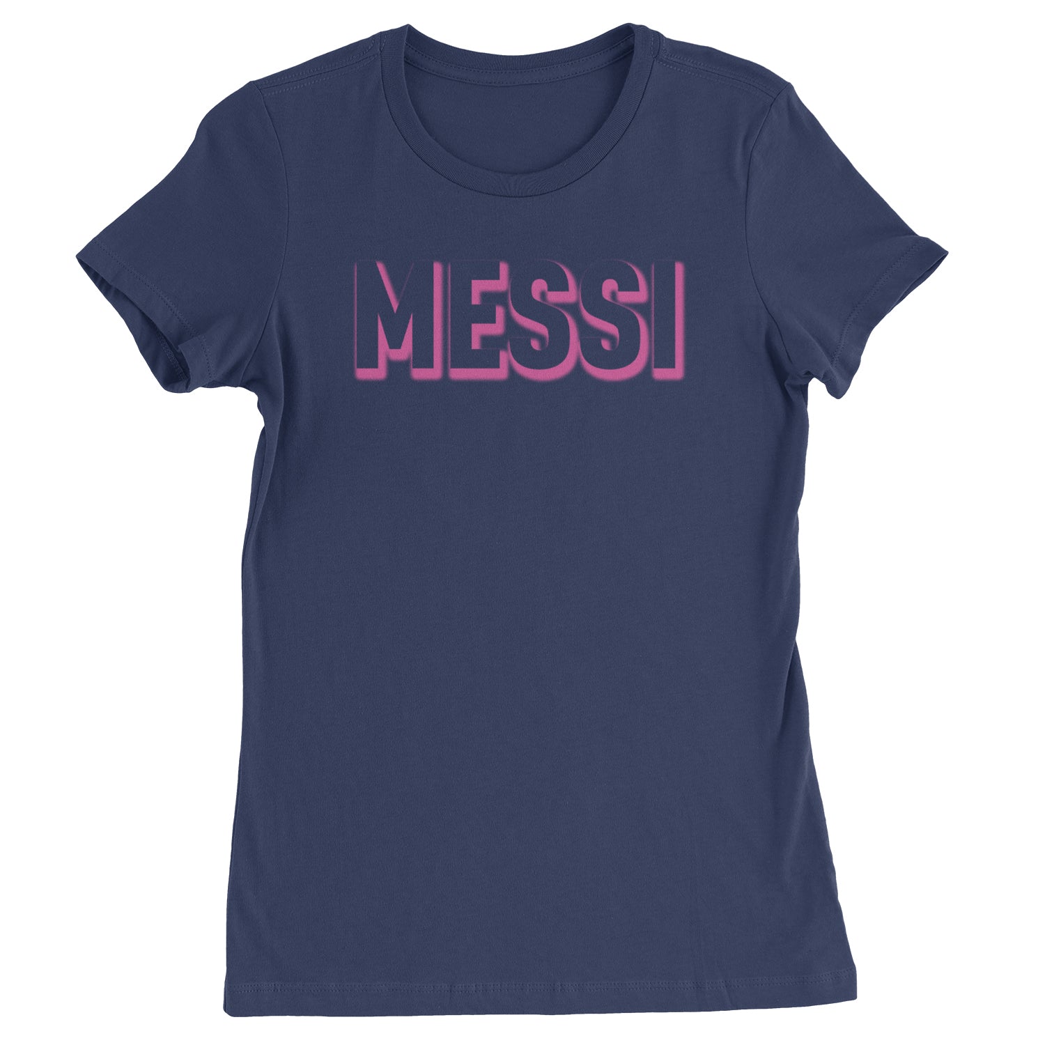 Messi OUTLINE Miami Futbol Womens T-shirt Navy Blue