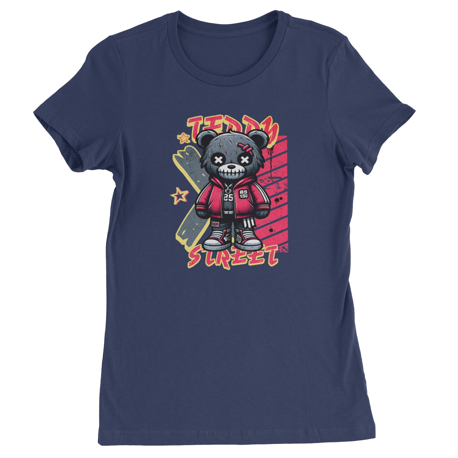 Teddy Attitude Urban Graffiti Bear  Womens T-shirt Navy Blue