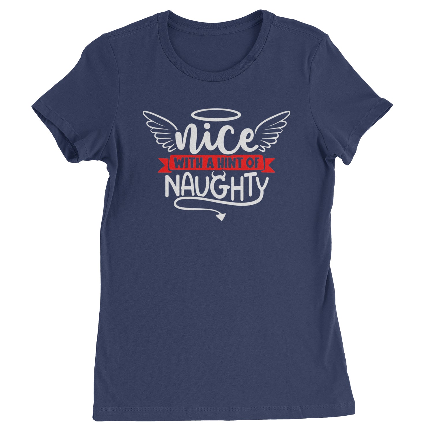 Nice with a Hint of Naughty Christmas Womens T-shirt Navy Blue