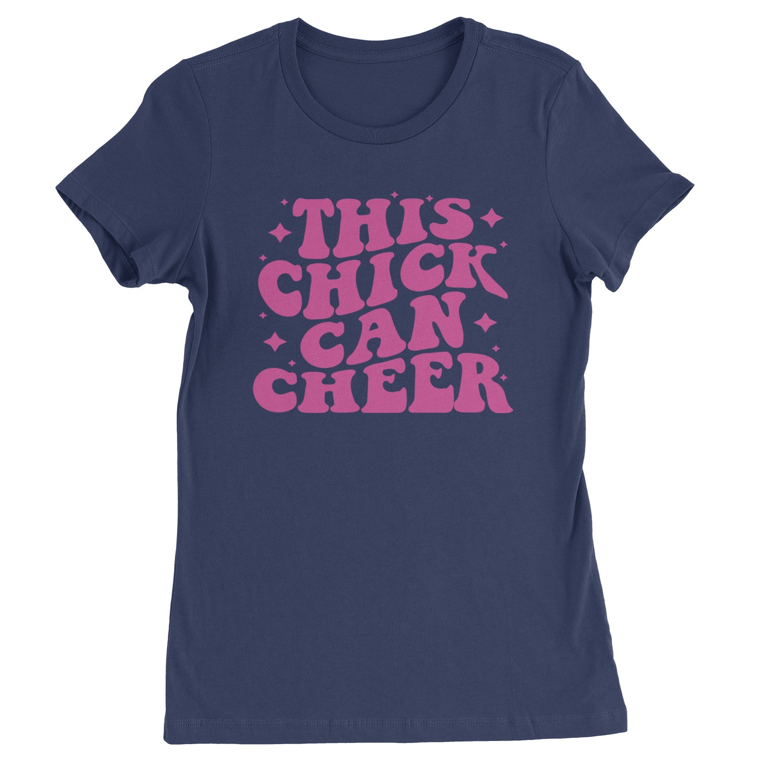 This Chick Can Cheer Womens T-shirt Navy Blue