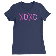 XOXO Pink Print  Womens T-shirt Navy Blue