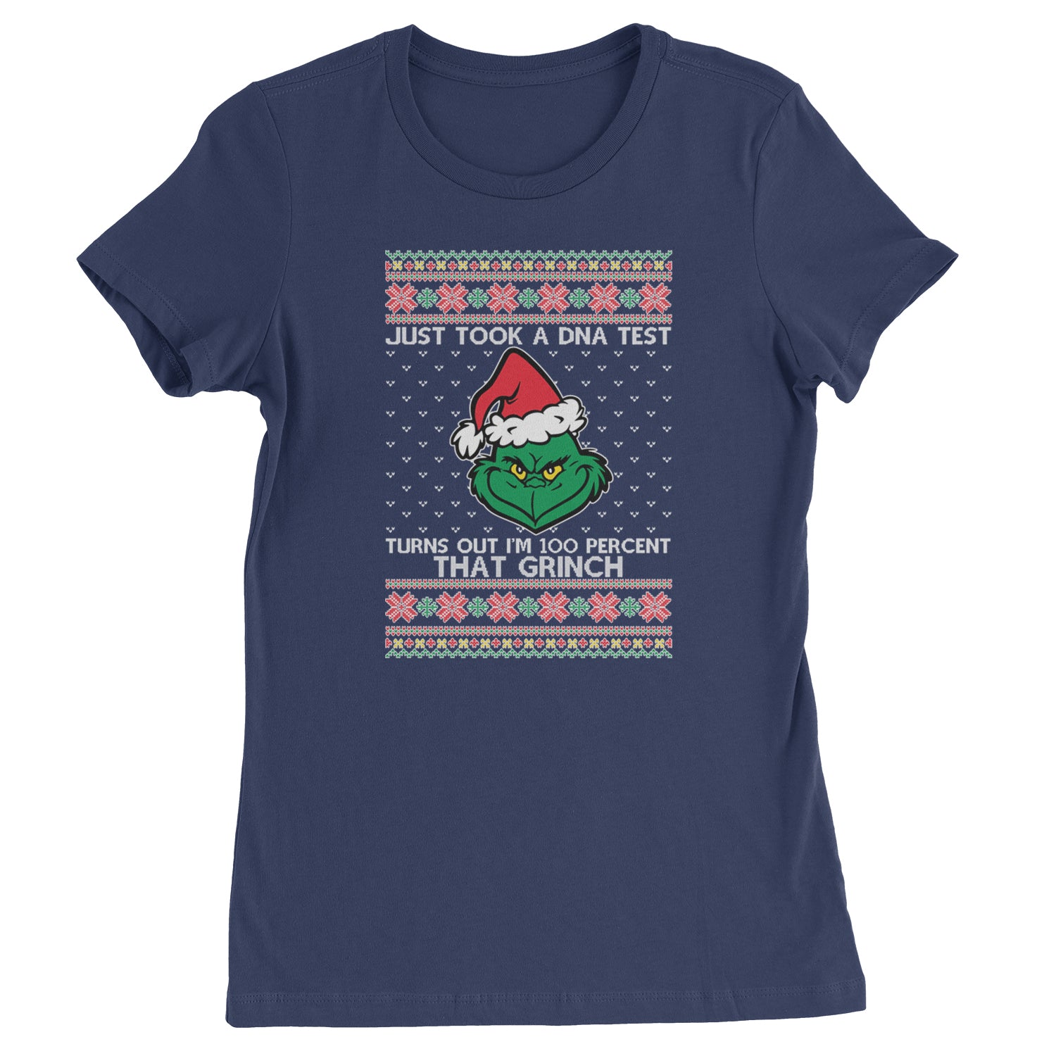 One Hundred Percent That Gr-nch Ugly Christmas Womens T-shirt Navy Blue