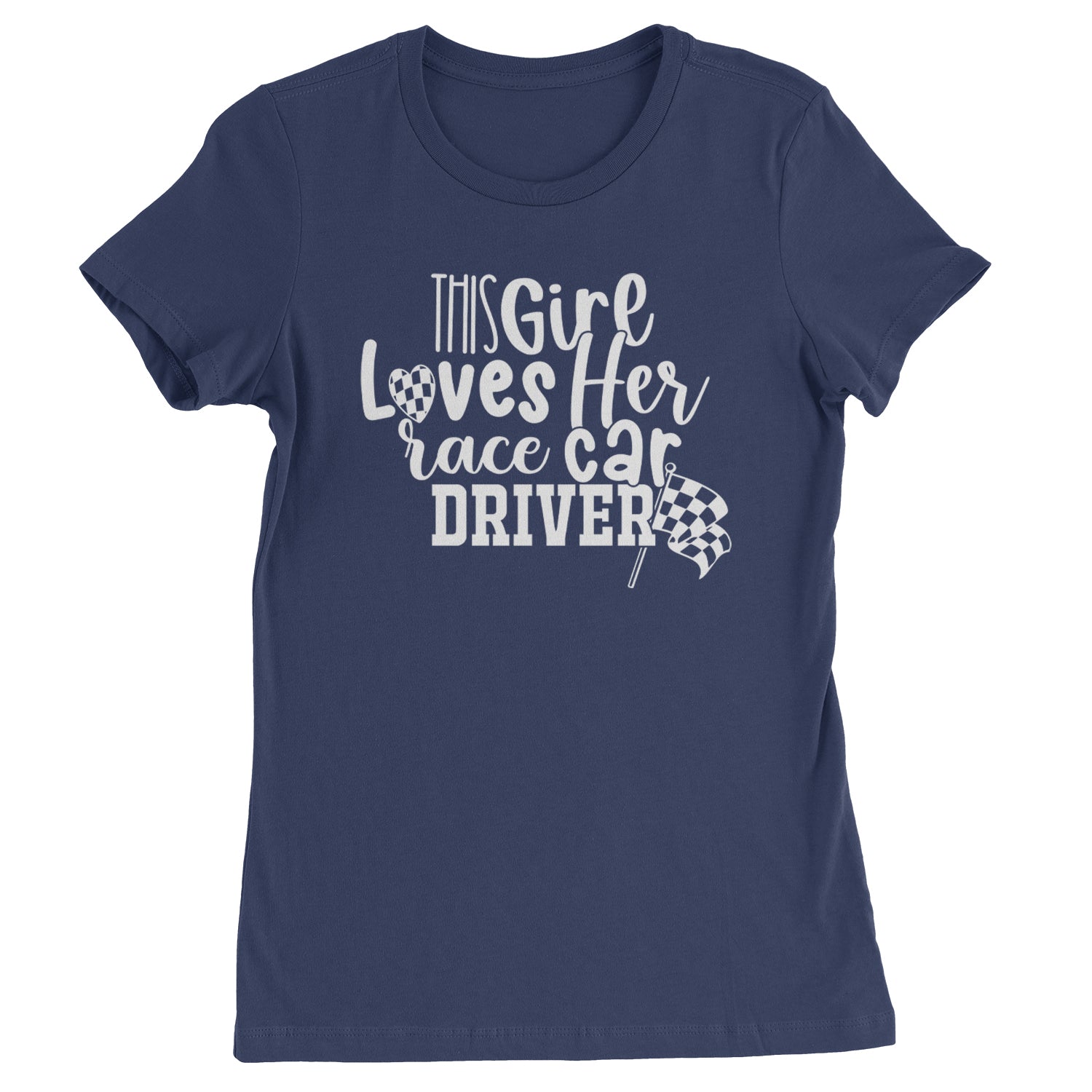 This Girl Loves Her Racecar Driver Womens T-shirt Navy Blue