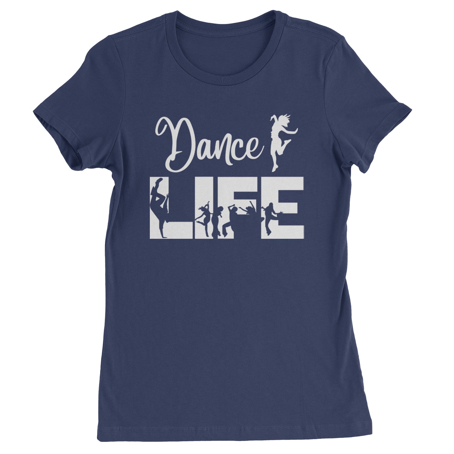 Dance Life Silhouette Dancers Womens T-shirt Navy Blue