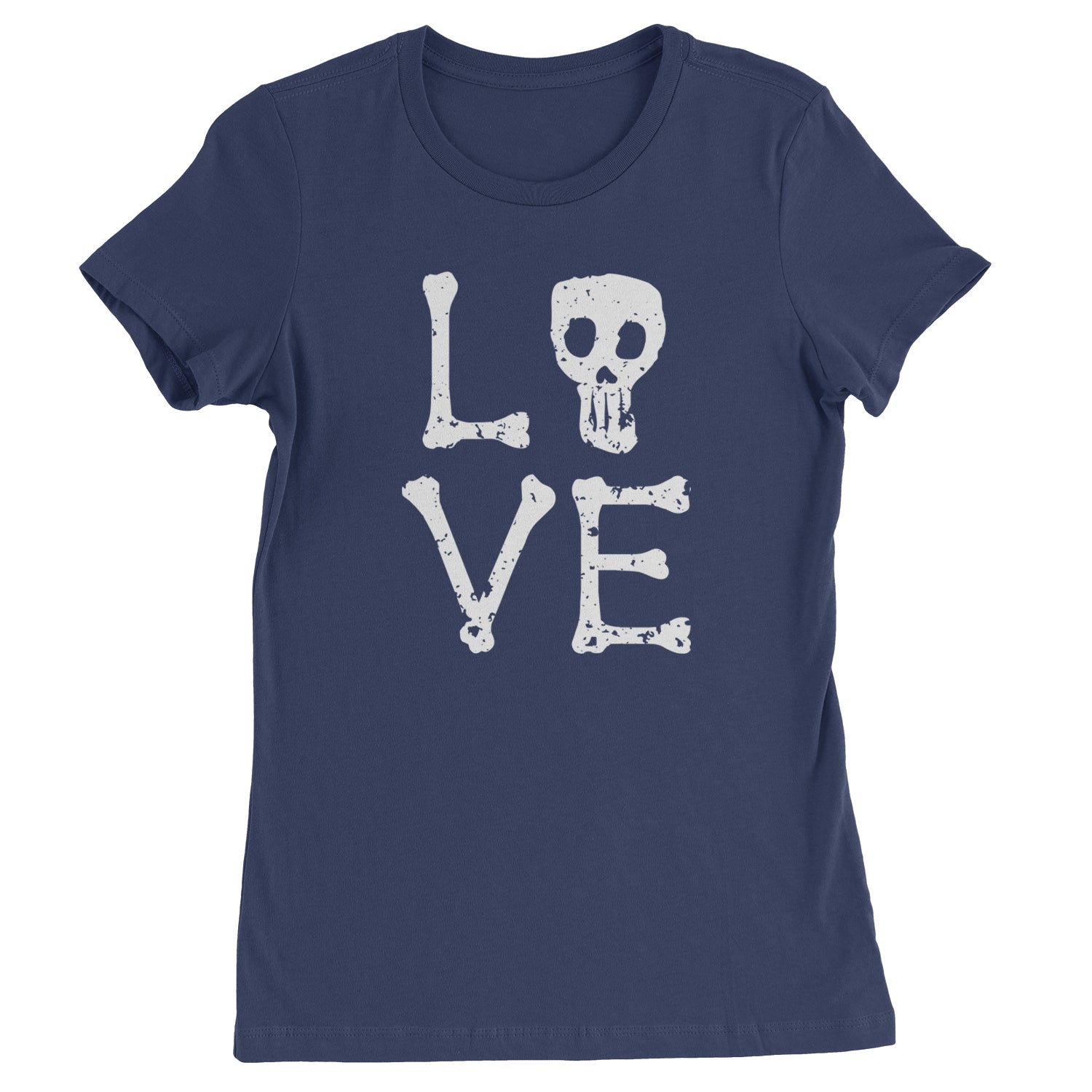 Love Skeleton Bones Womens T-shirt Navy Blue