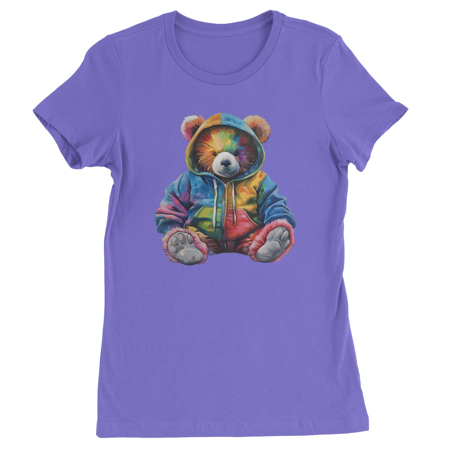 Rainbow Streetwear Urban Graffiti Bear  Womens T-shirt Purple