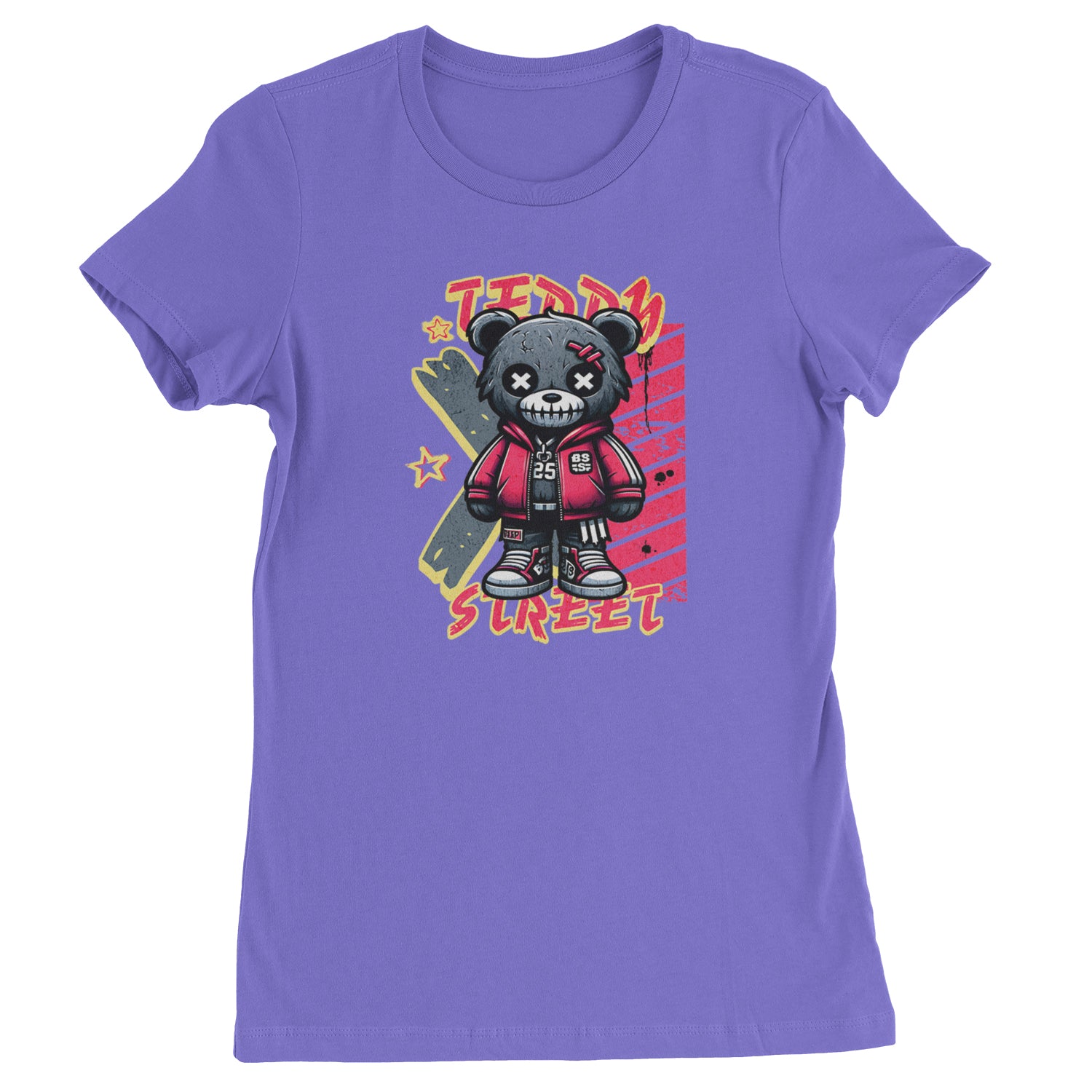 Teddy Attitude Urban Graffiti Bear  Womens T-shirt Purple