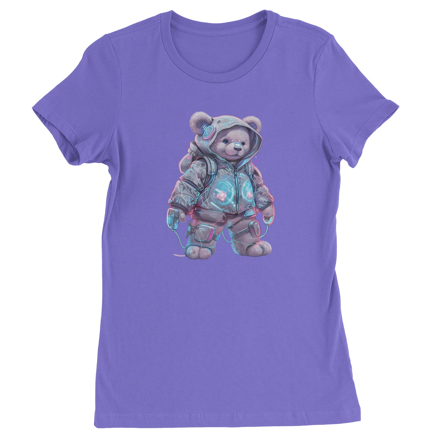 Cyberpunk Adventure Urban Graffiti Bear  Womens T-shirt Purple