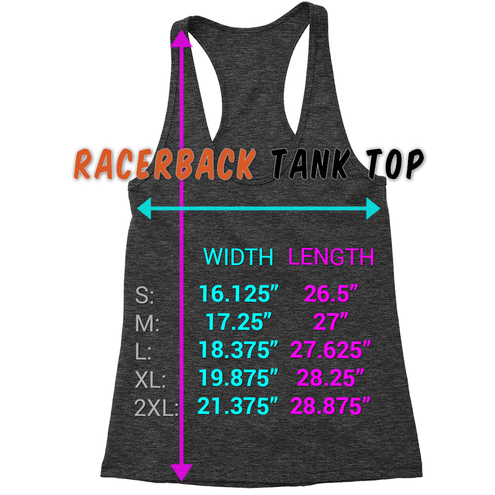Ladies Racerback Tank Top size chart