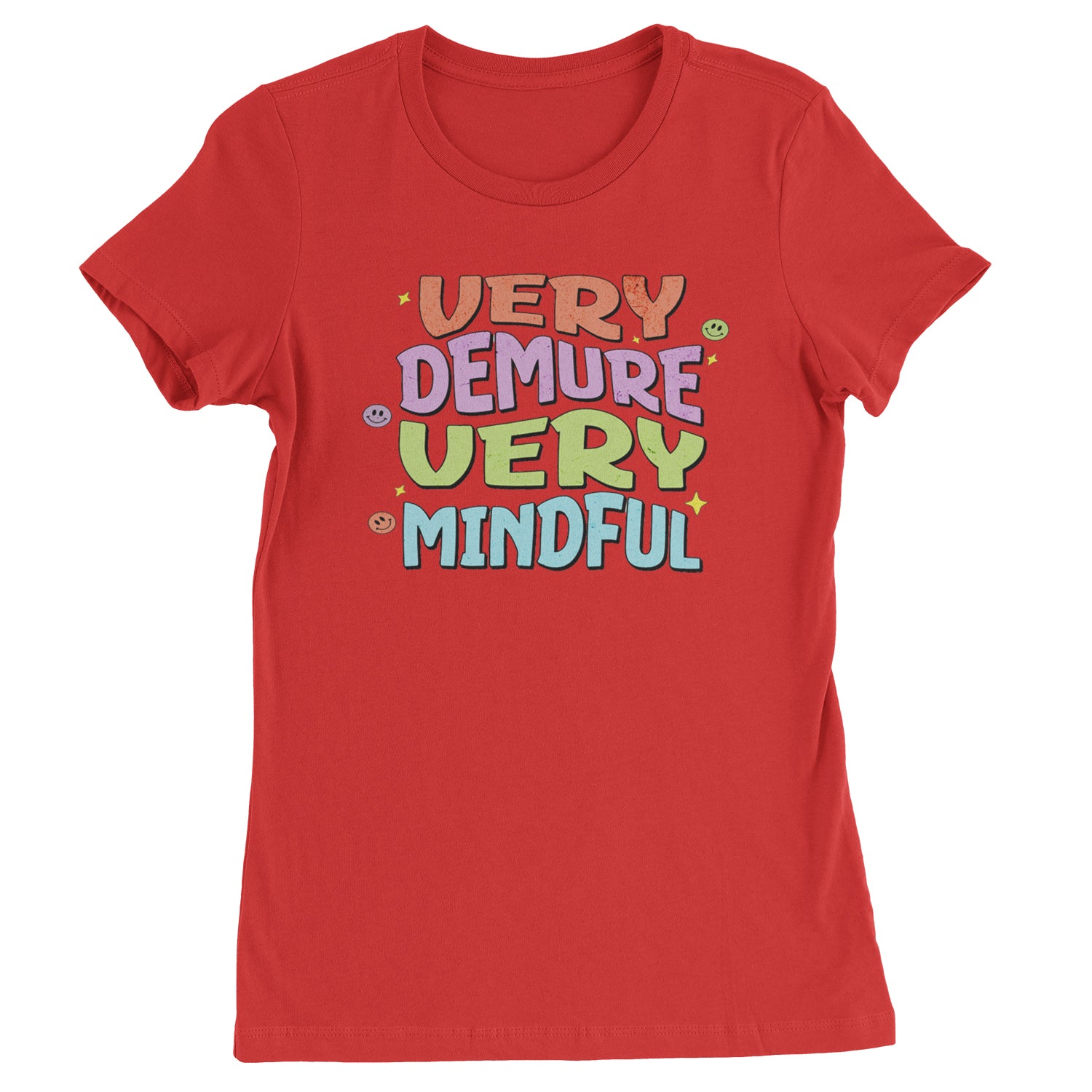 Very Demure, Very Mindful Womens T-shirt Red