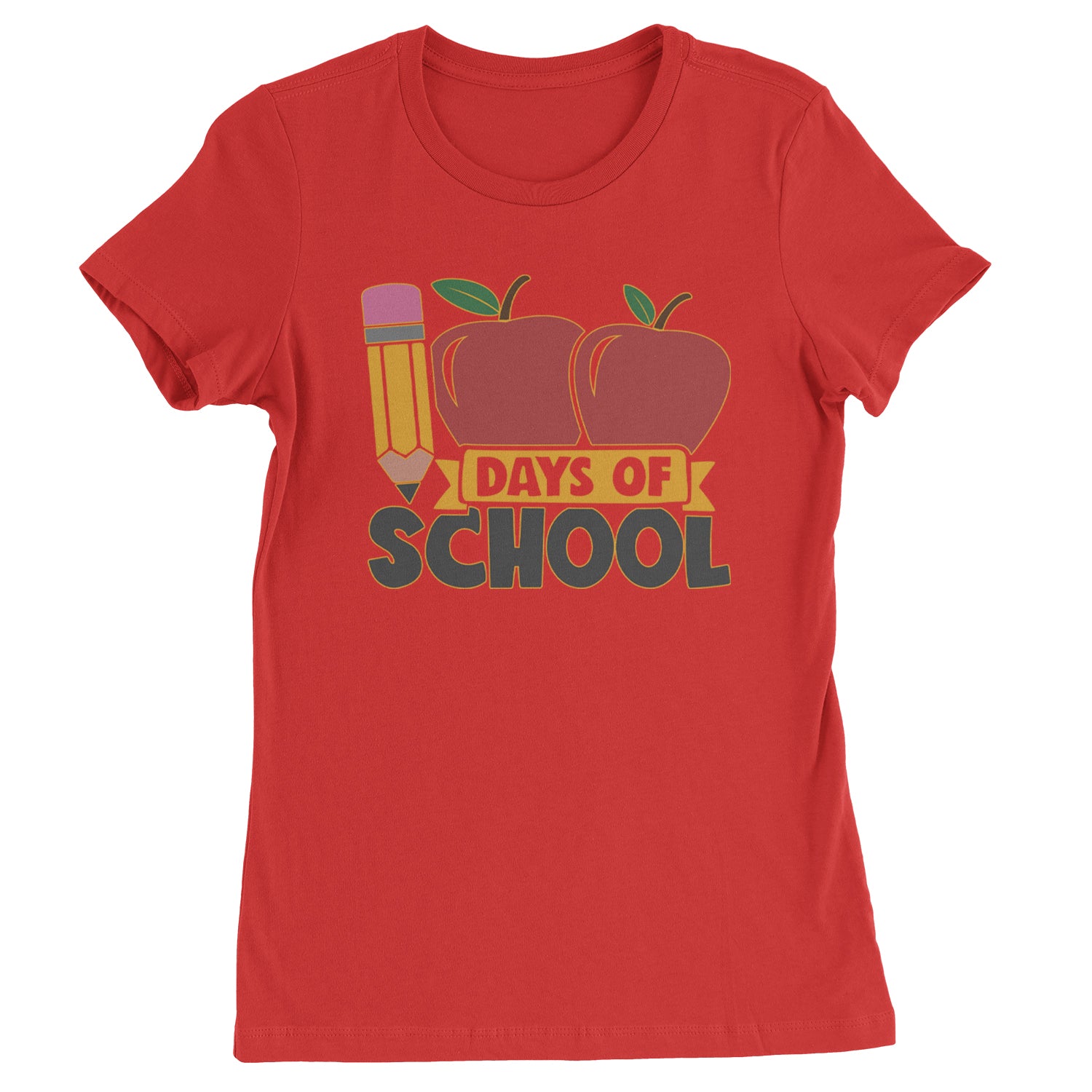 100 Days Of School Apple Pencil  Womens T-shirt Red