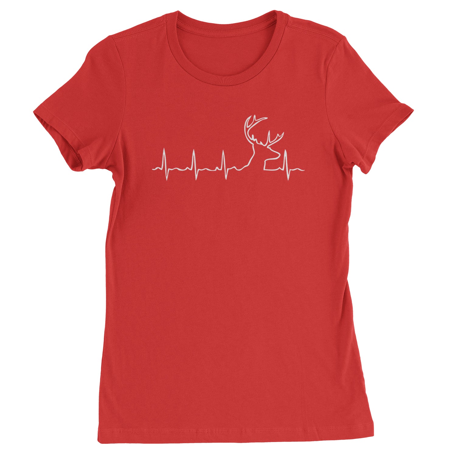 Hunting Heartbeat Deer Hunter Buck Stag Antlers  Womens T-shirt Red