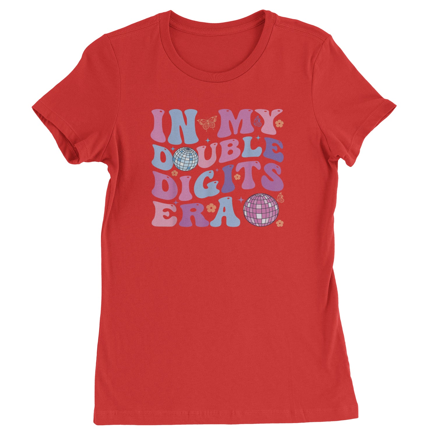 In My Double Digits Era Retro 10 Year Old 10th Birthday Womens T-shirt Red