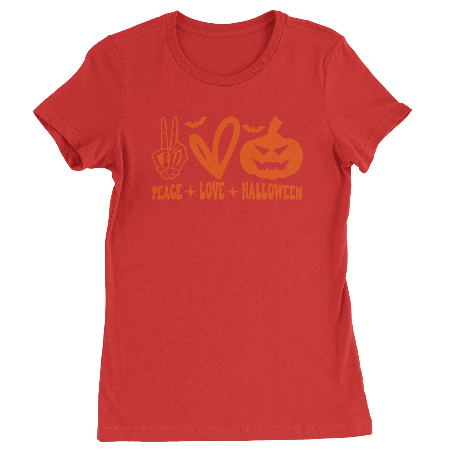 Peace, Love and Halloween Womens T-shirt Red