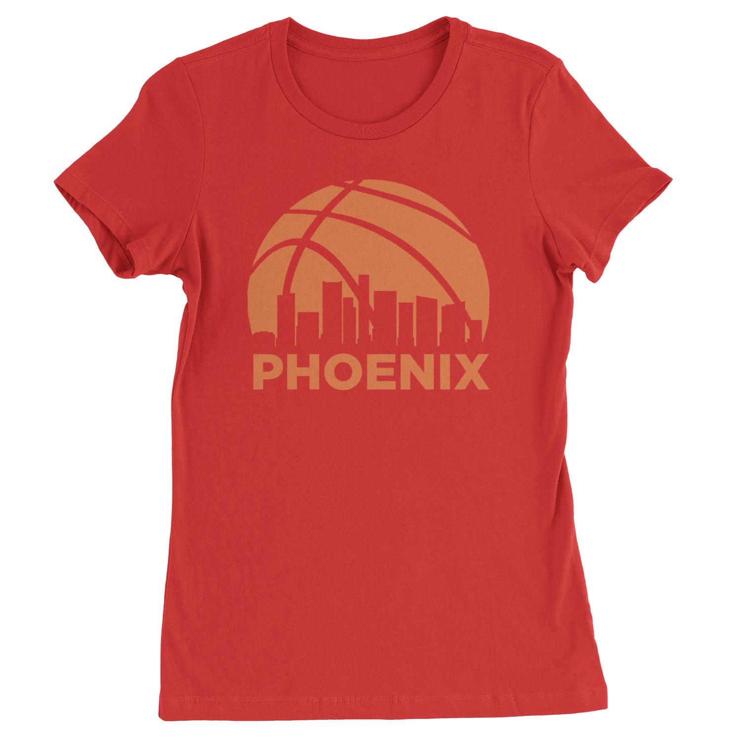 Phoenix Basketball Sunset City Skyline Womens T-shirt Red