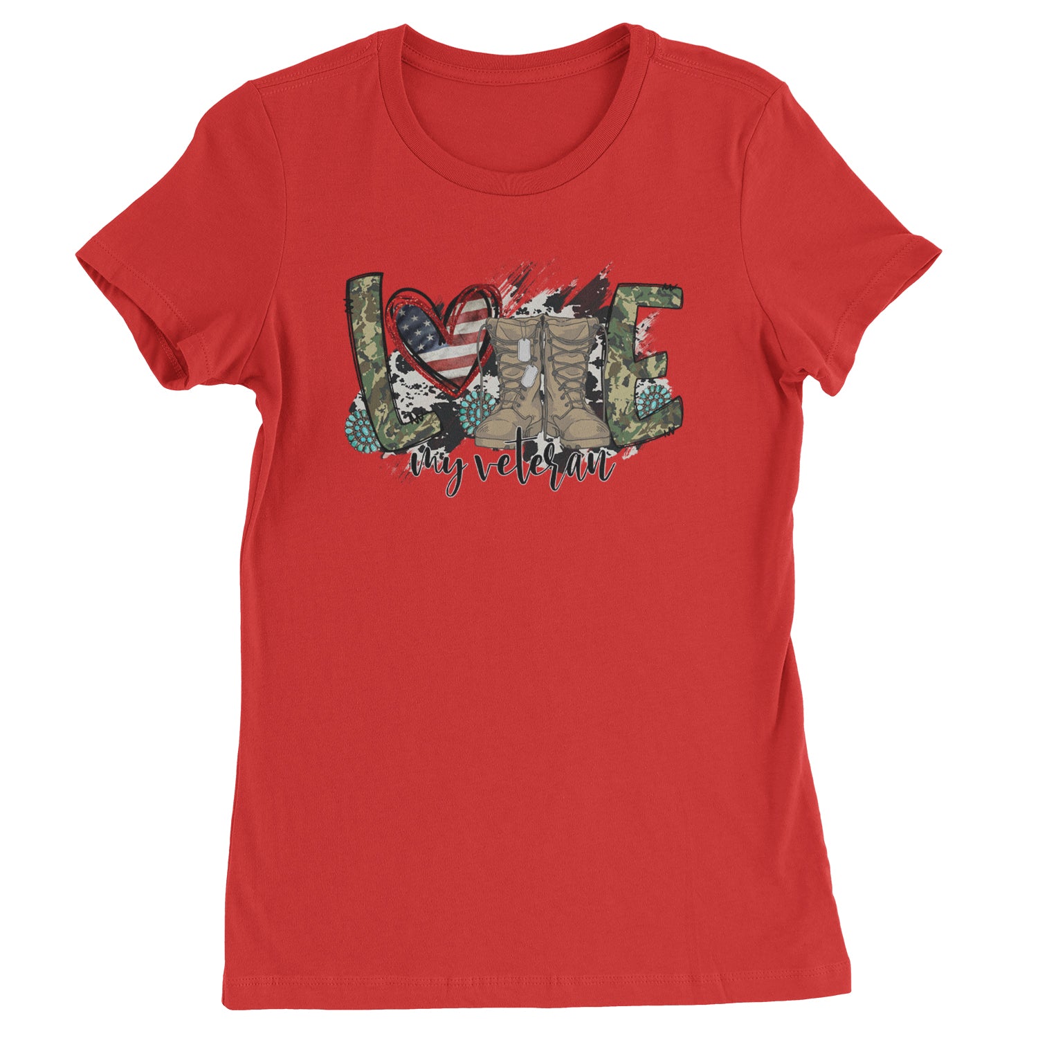 Love My Veteran Honor Veterans Day  Womens T-shirt Red