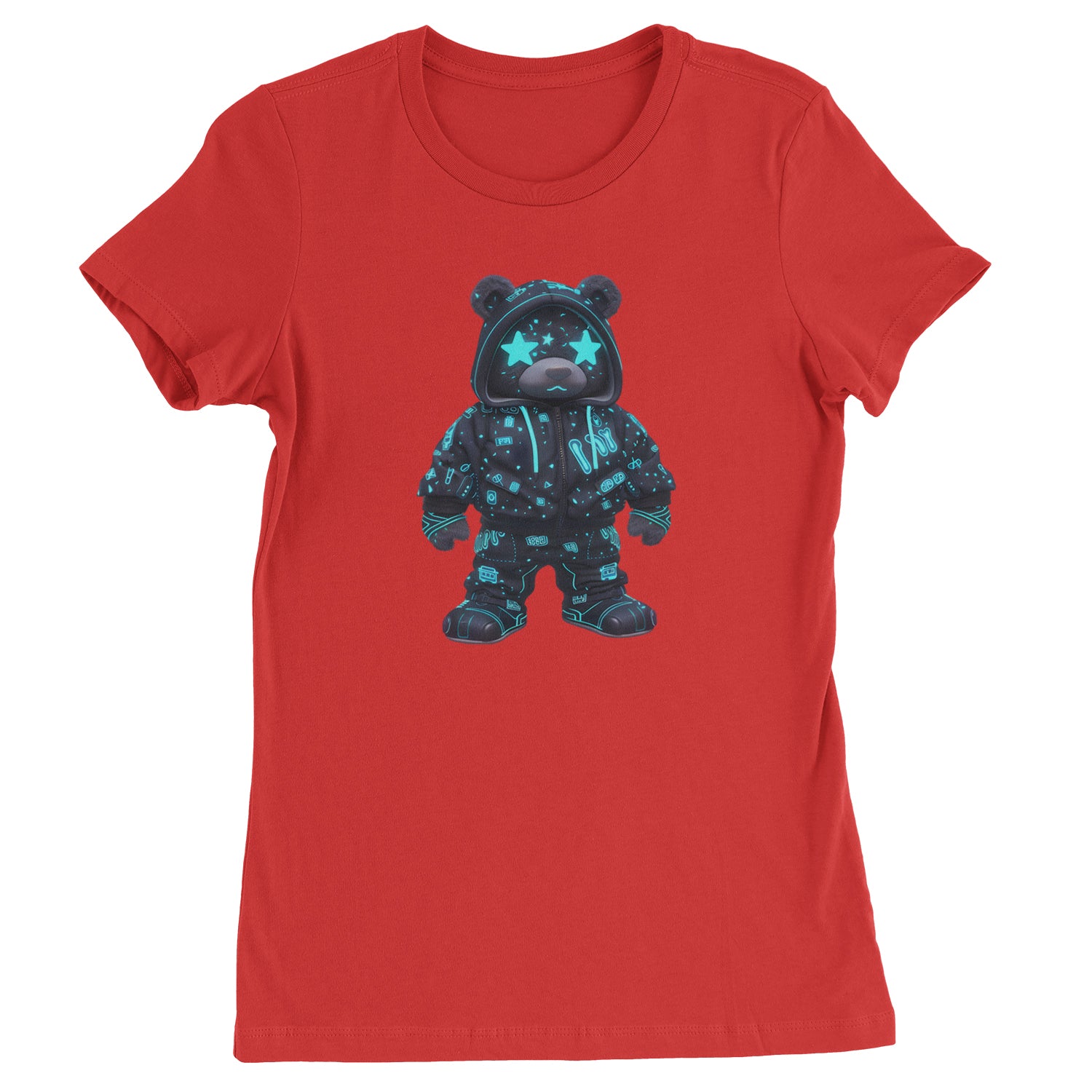 Starry Eyed Vaporwave Urban Graffiti Bear  Womens T-shirt Red