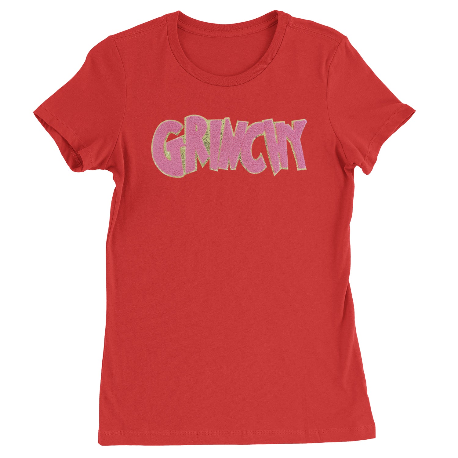 Pink Gr-nchy Chenille Patch  Womens T-shirt Red