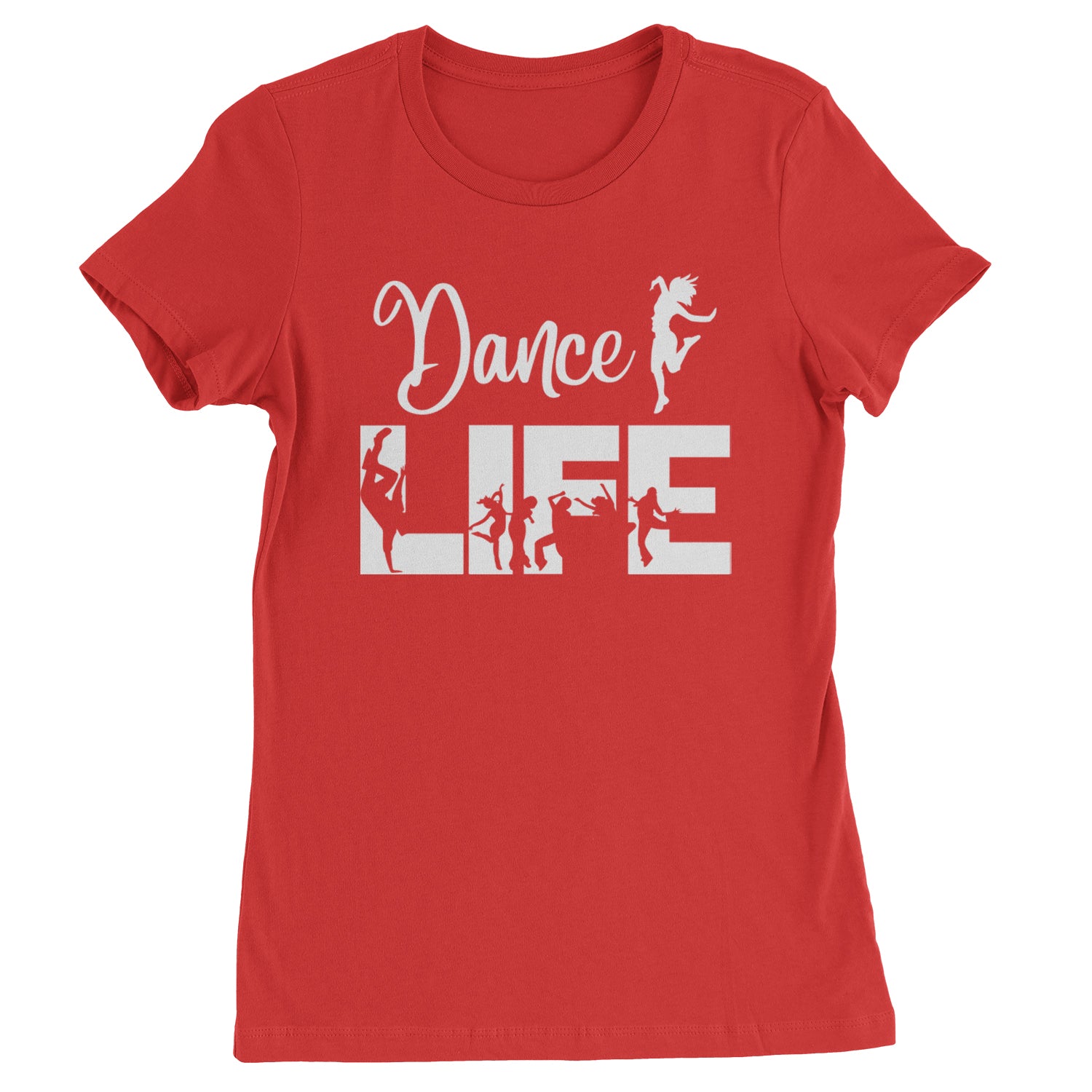 Dance Life Silhouette Dancers Womens T-shirt Red