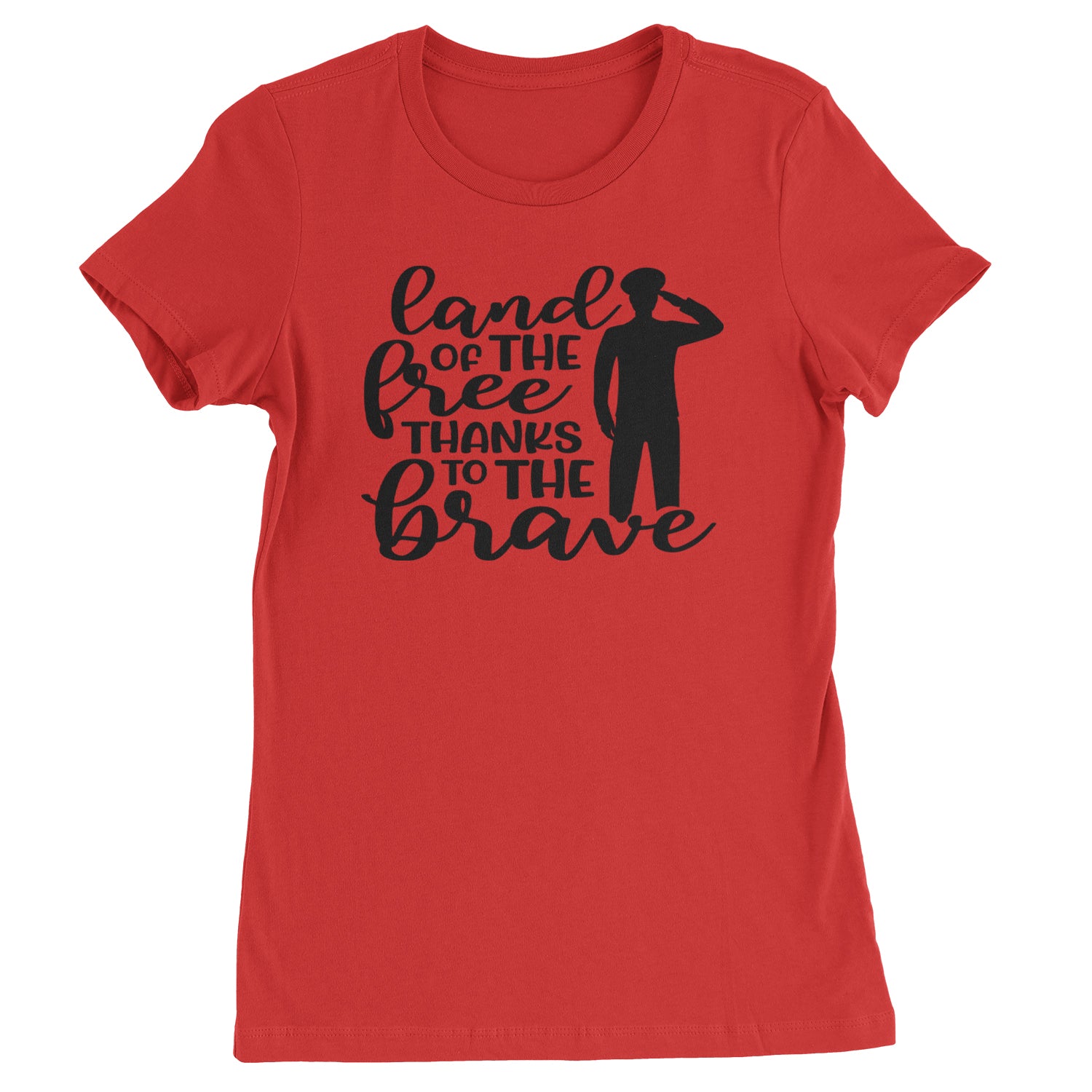 Land Of The Free Thanks To The Brave Veterans Womens T-shirt Red