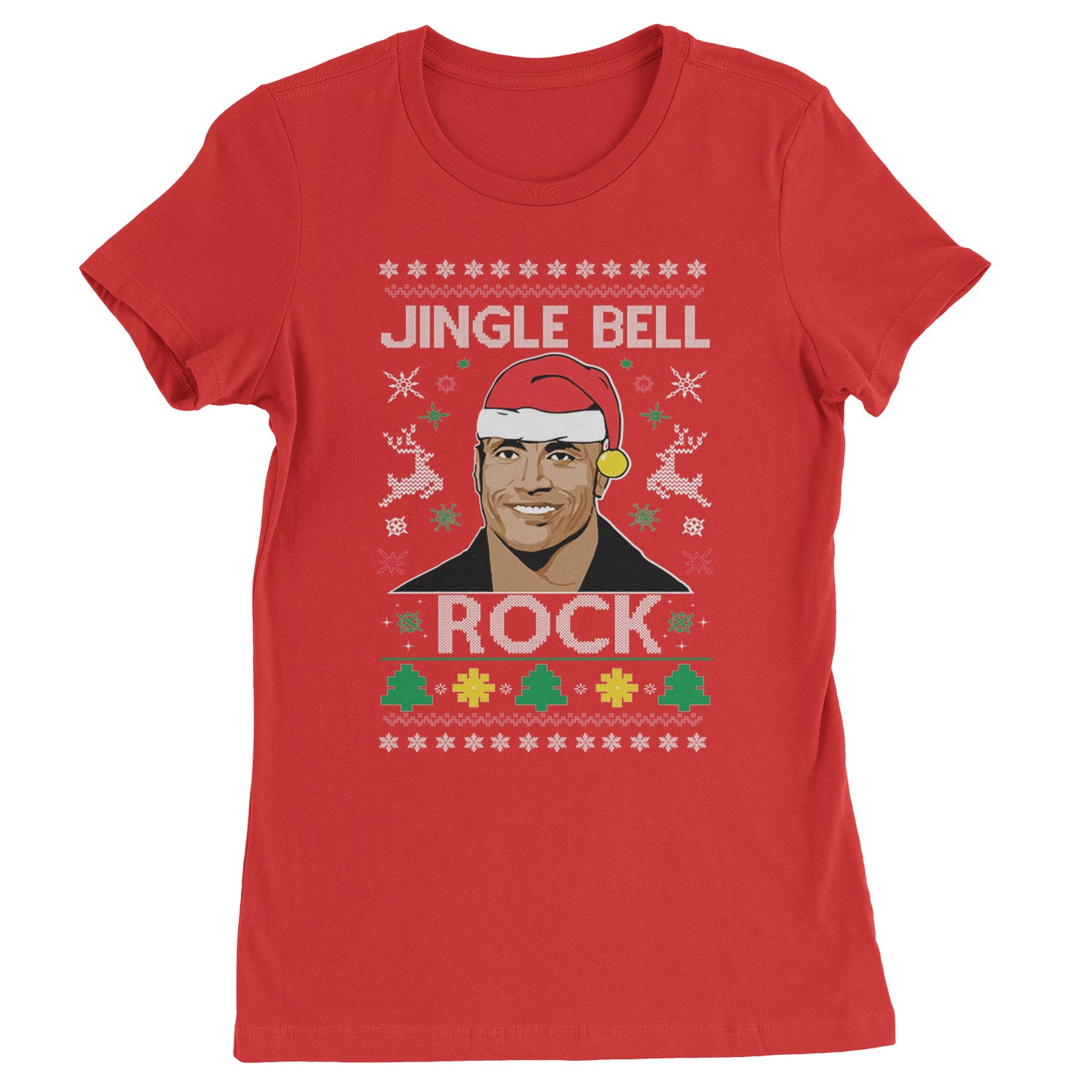 Jingle Bell Rock Ugly Christmas Womens T-shirt Red