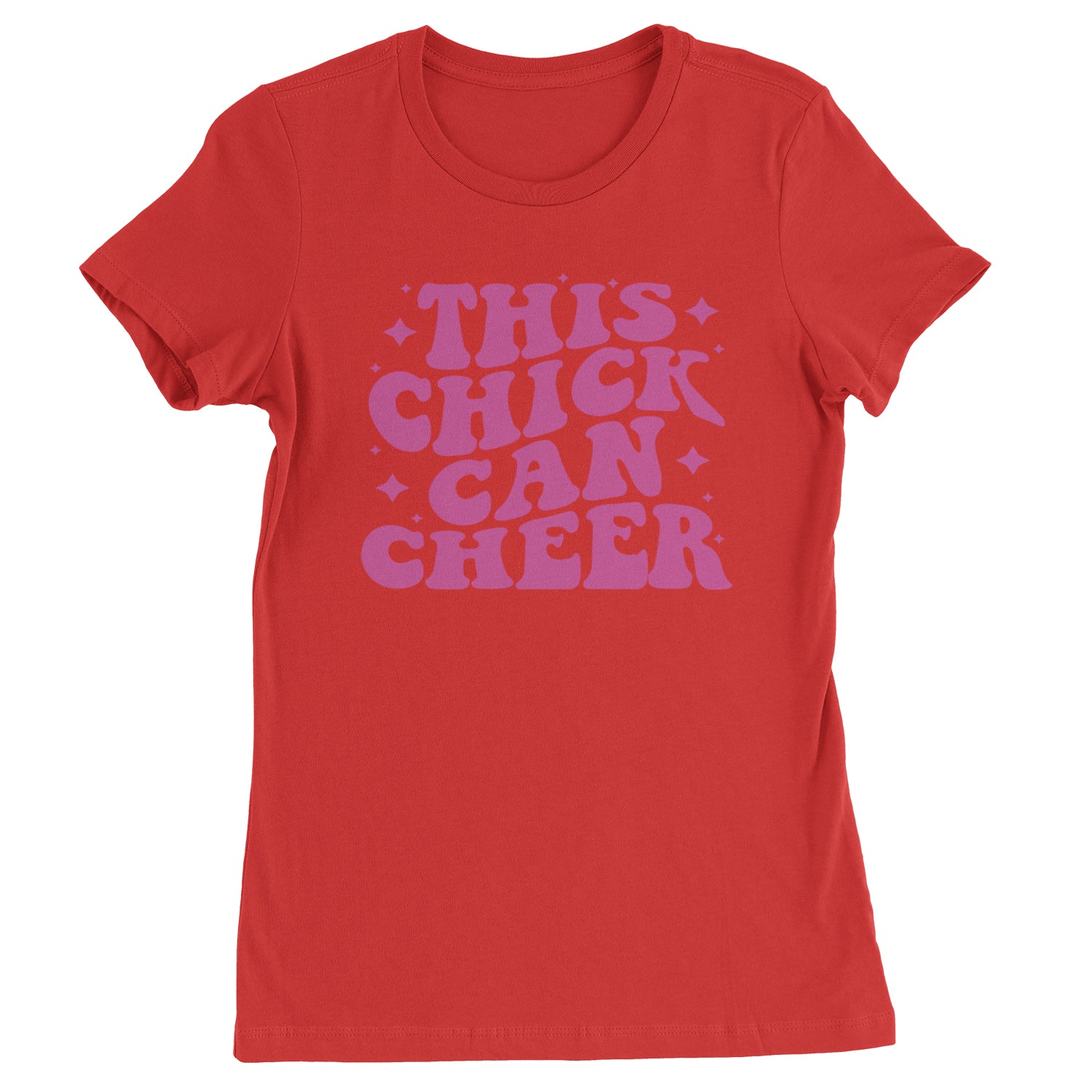 This Chick Can Cheer Womens T-shirt Red