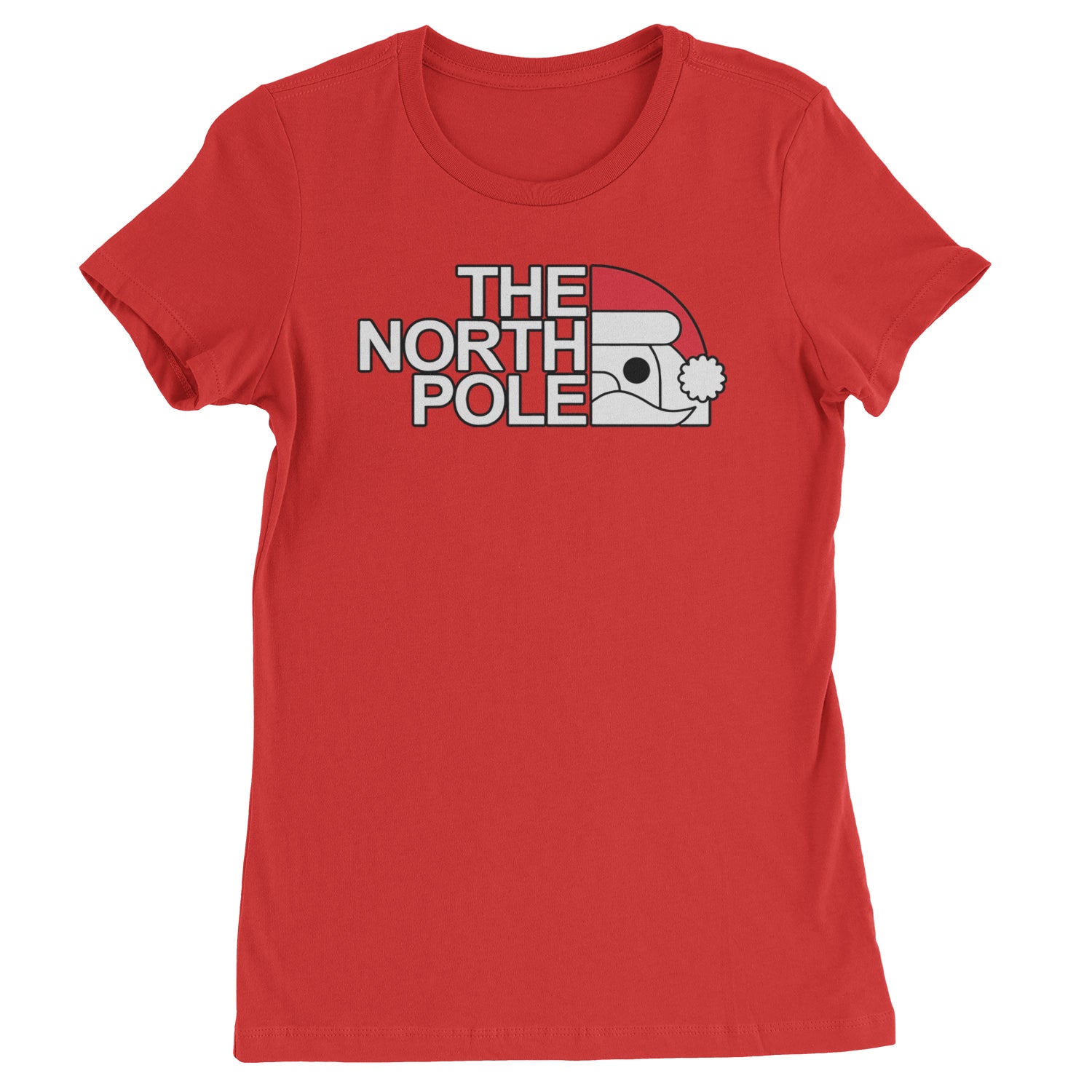 The North Pole Santa Face  Womens T-shirt Red