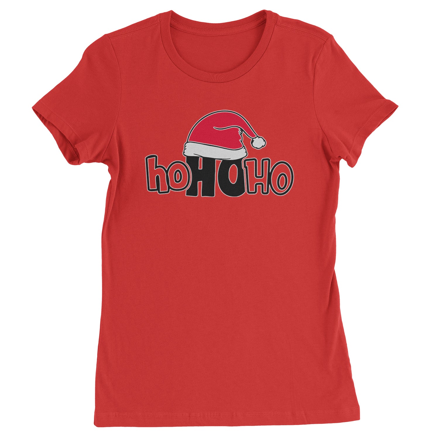 Ho Ho Ho Santa Christmas Hat  Womens T-shirt Red